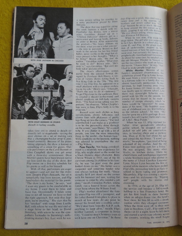 Time Magazine January 31, 1972 Comedian Flip Wilson (TV's First Black Superstar)