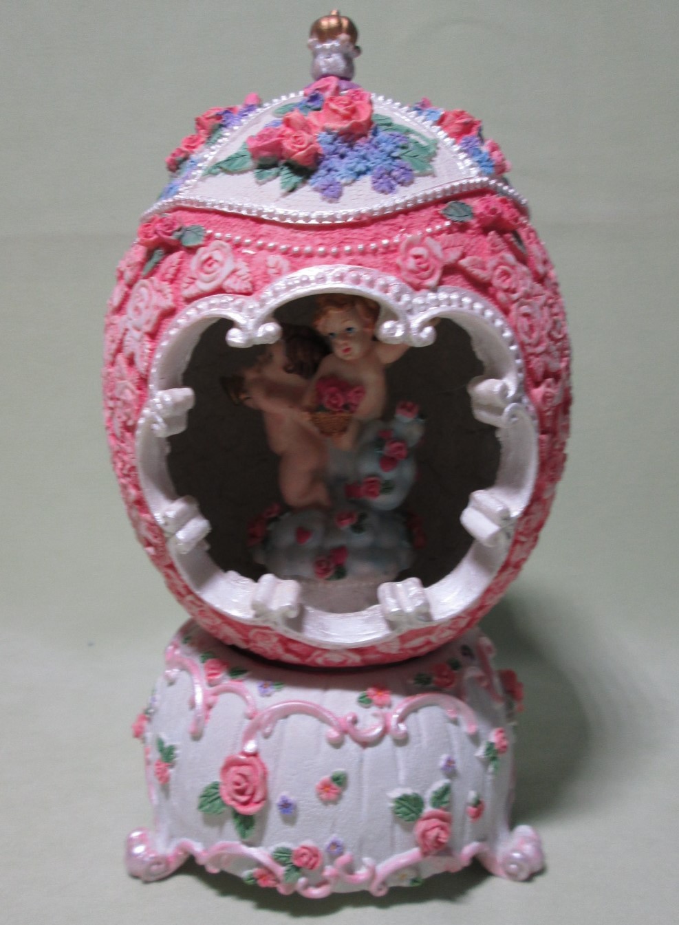 Music Box Ornate Egg Roses 3D Design
