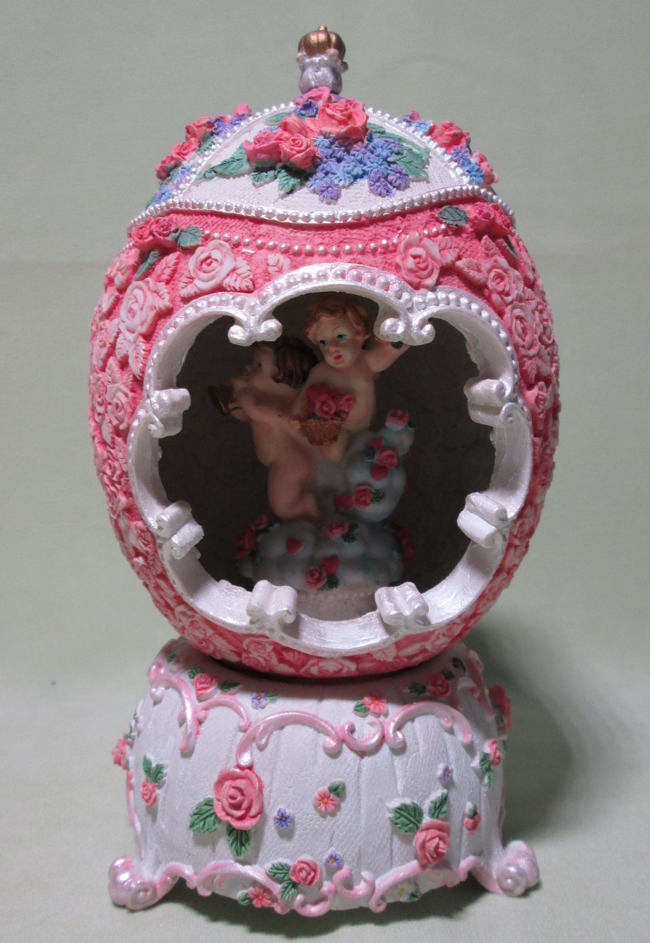 Music Box Ornate Egg Roses 3D Design