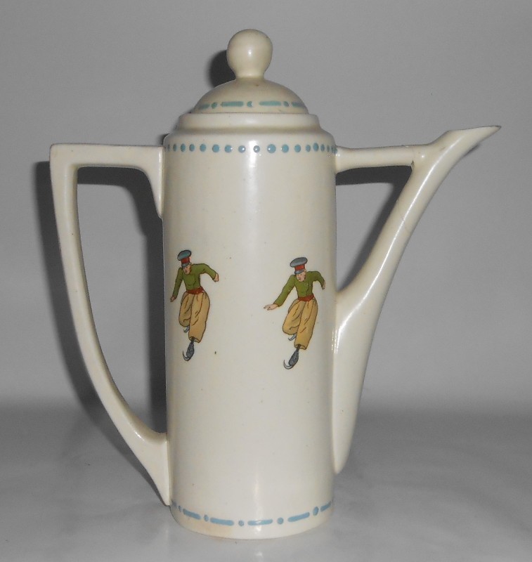 Early Roseville Art Pottery Dutch Cream Ware Deco Coffeepot