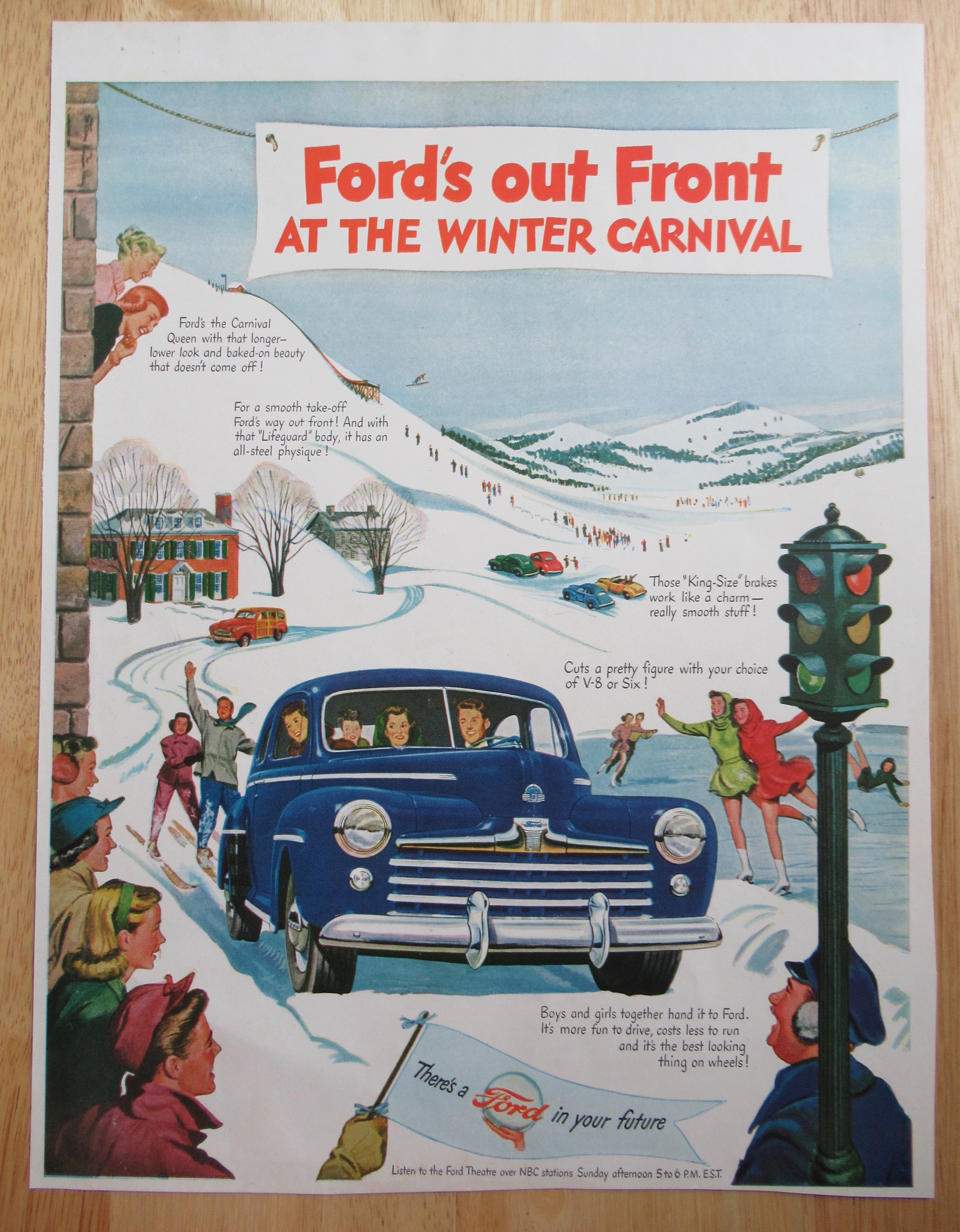 1948 Ford Automobile with Ford's Out Front