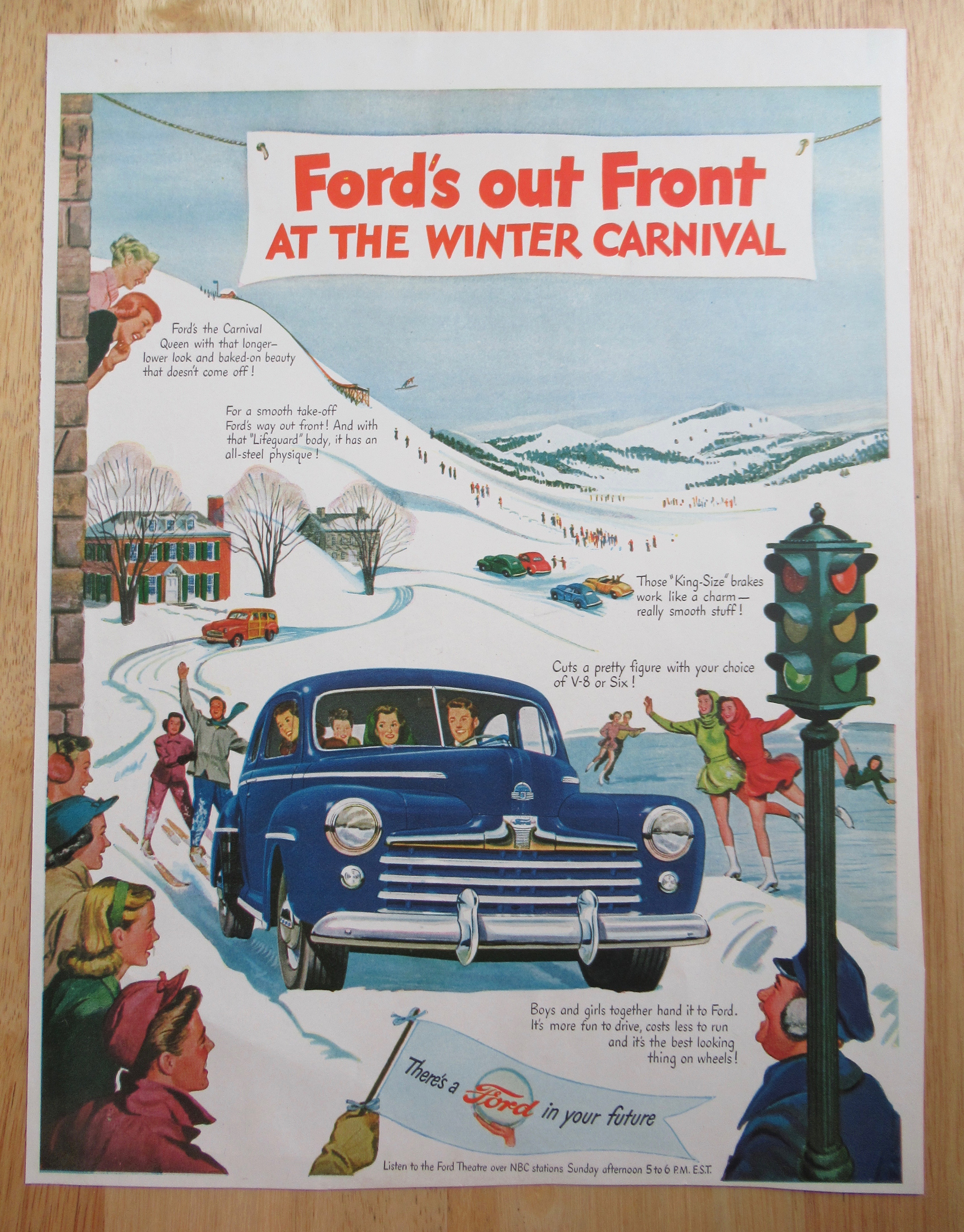 1948 Ford Automobile with Ford's Out Front