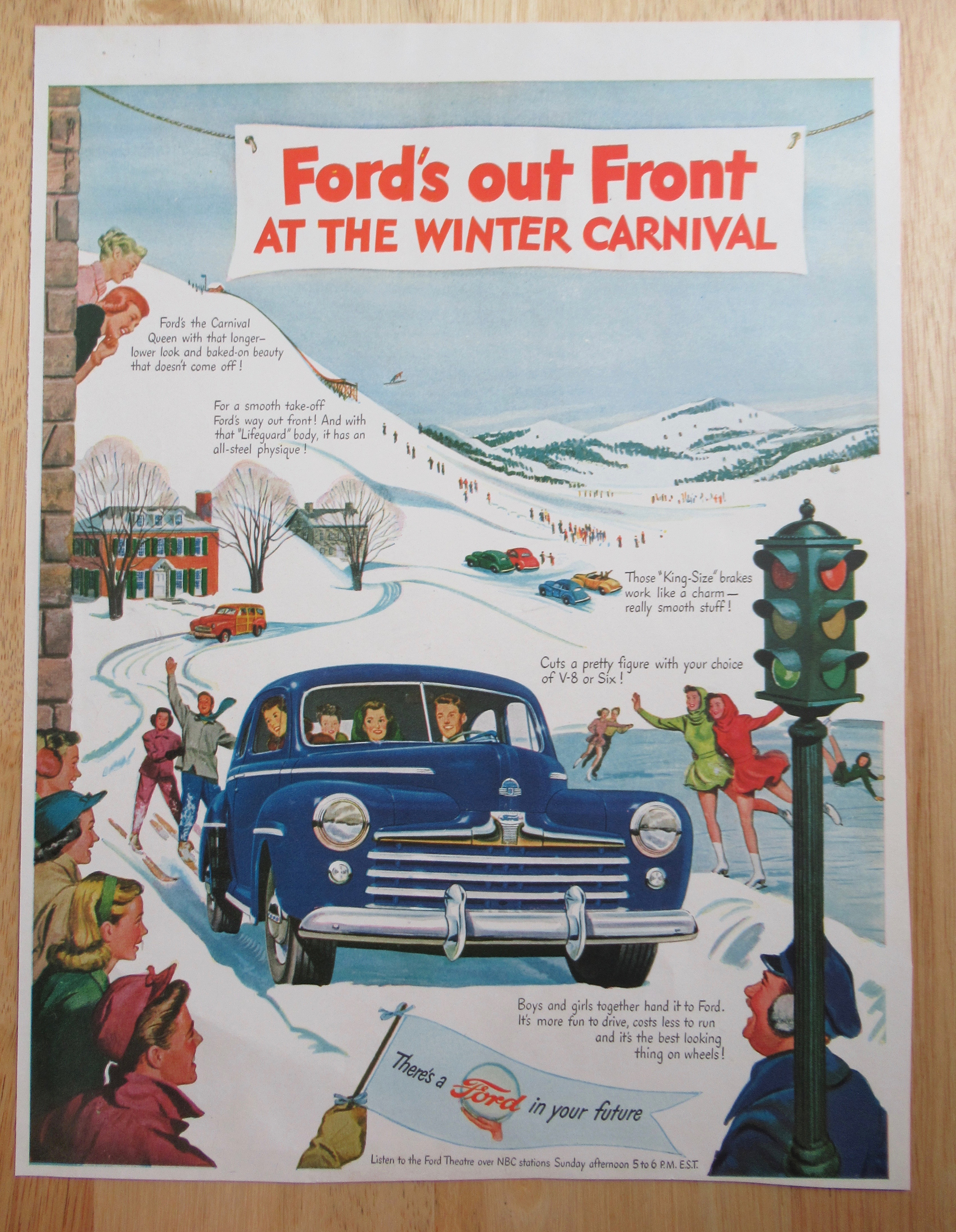1948 Ford Automobile with Ford's Out Front