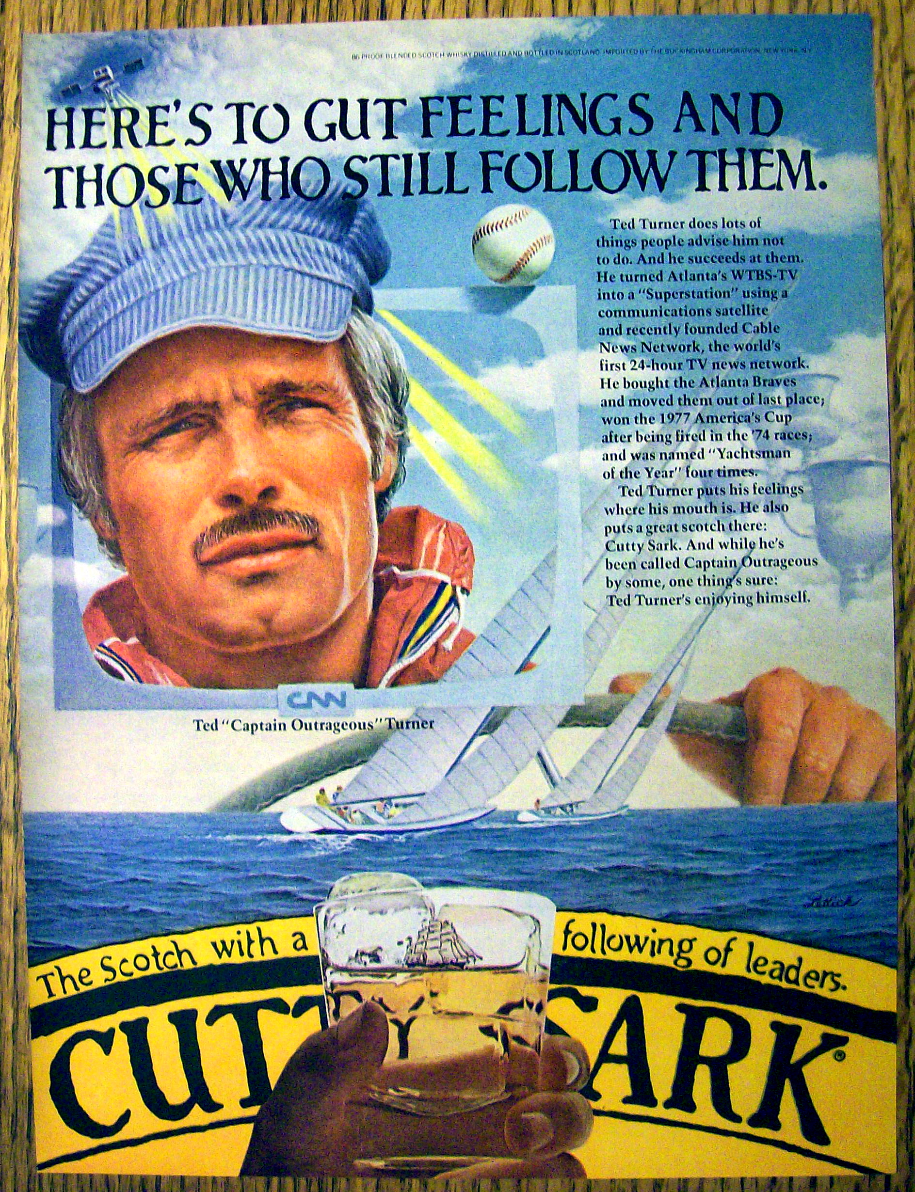 1982 Cutty Sark Scotch Whiskey with Ted Turner