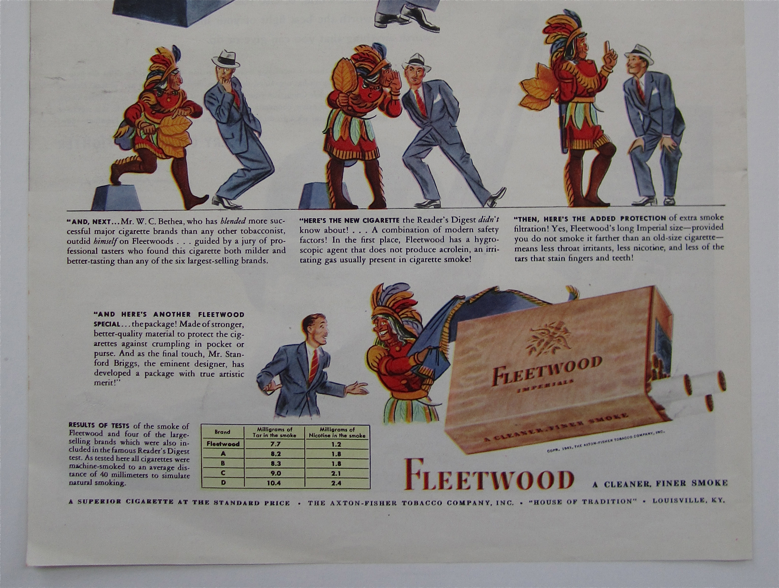 1943 Fleetwood Cigarettes with a Man & an Indian