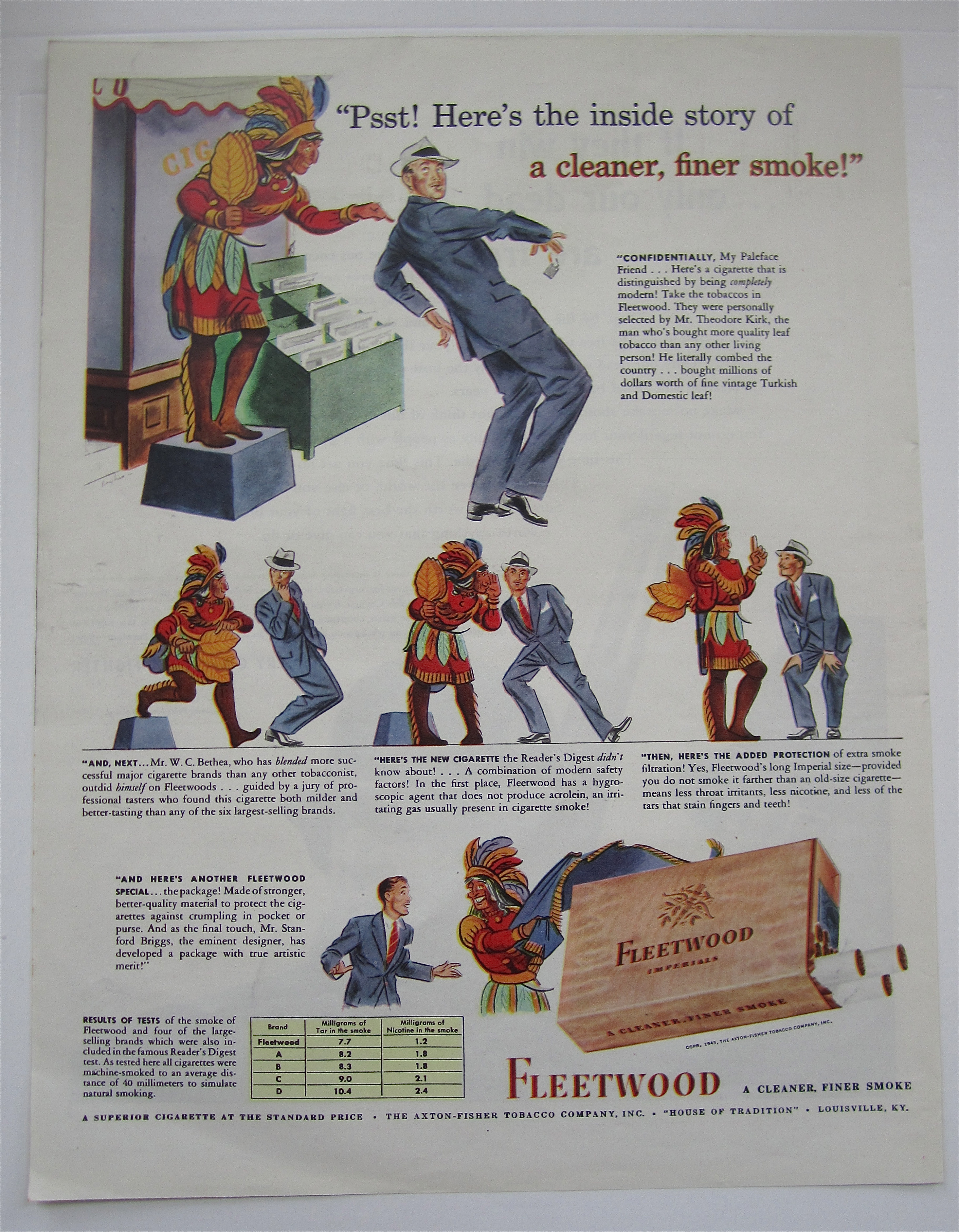 1943 Fleetwood Cigarettes with a Man & an Indian