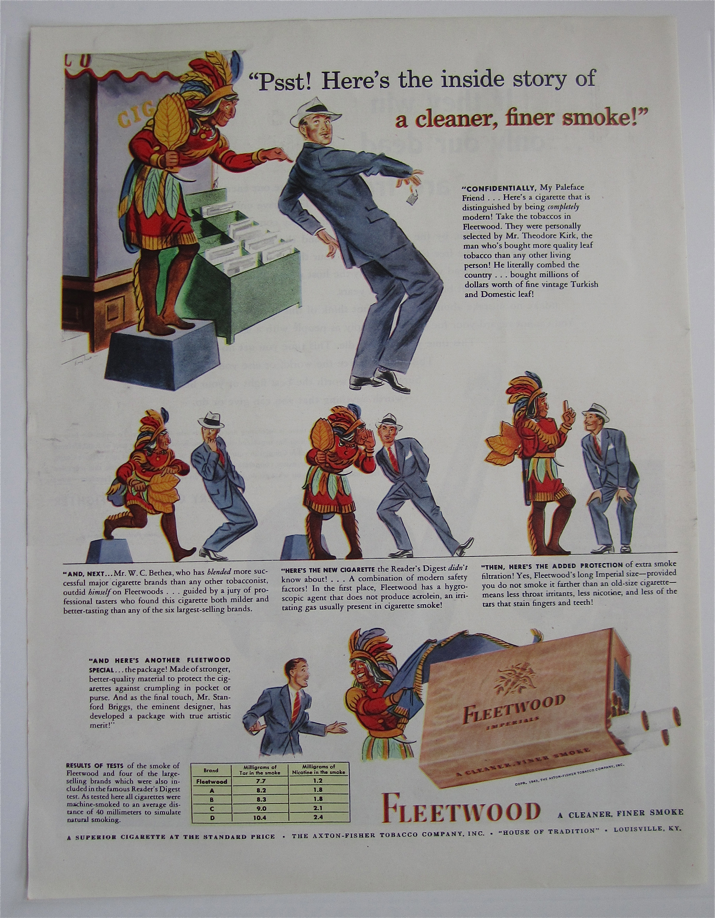 1943 Fleetwood Cigarettes with a Man & an Indian