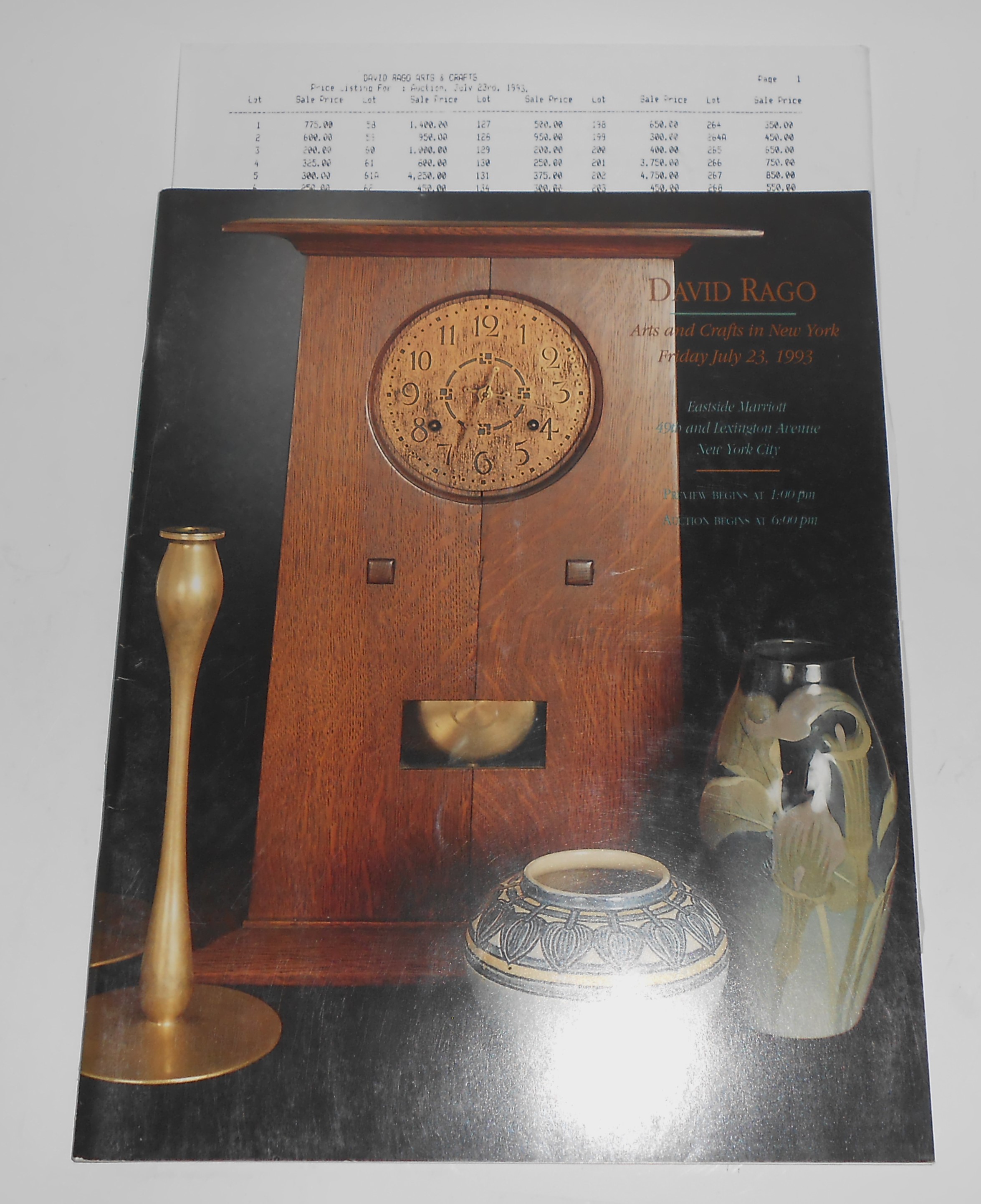 David Rago July 23, 1993 Arts & Crafts Auction New York