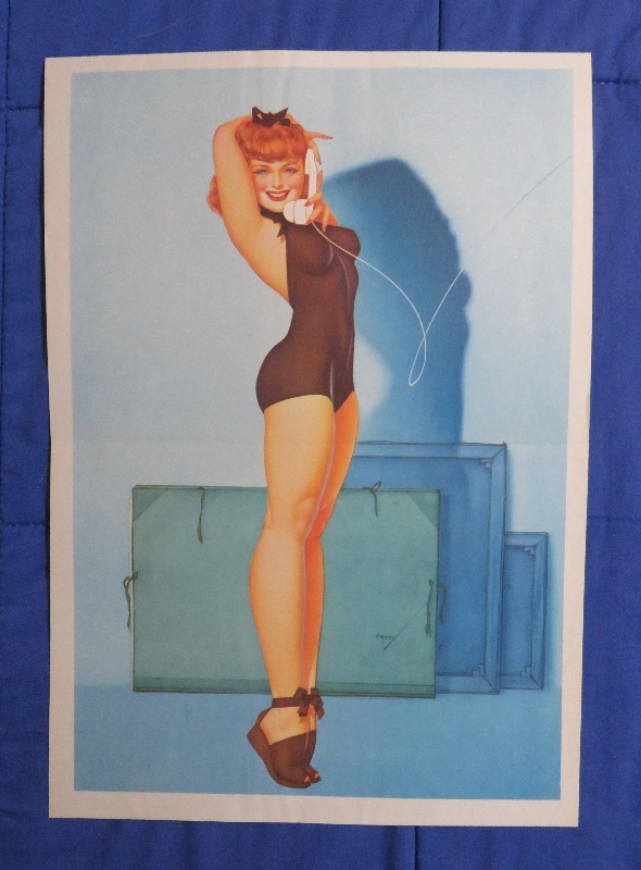 Original 1945 Sexy Pin Up Girl A Lovely Red Haired Woman Talking On The Telephone By George Petty