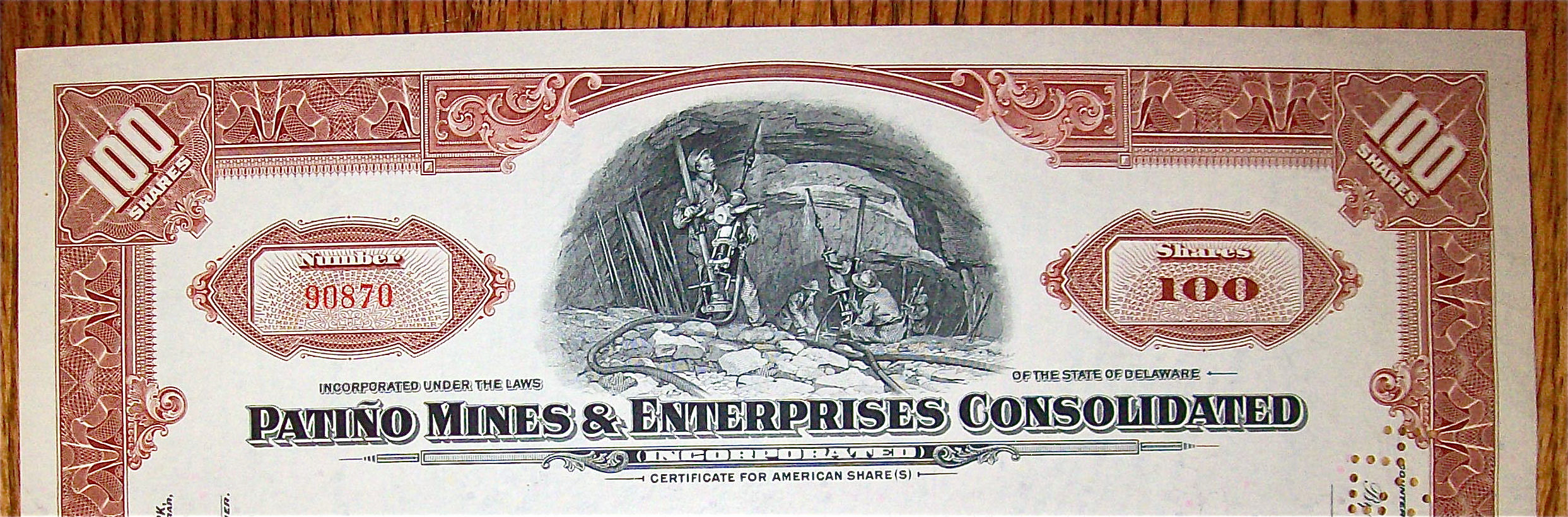 1953 Patino Mines & Enterprises Consolidated Stock