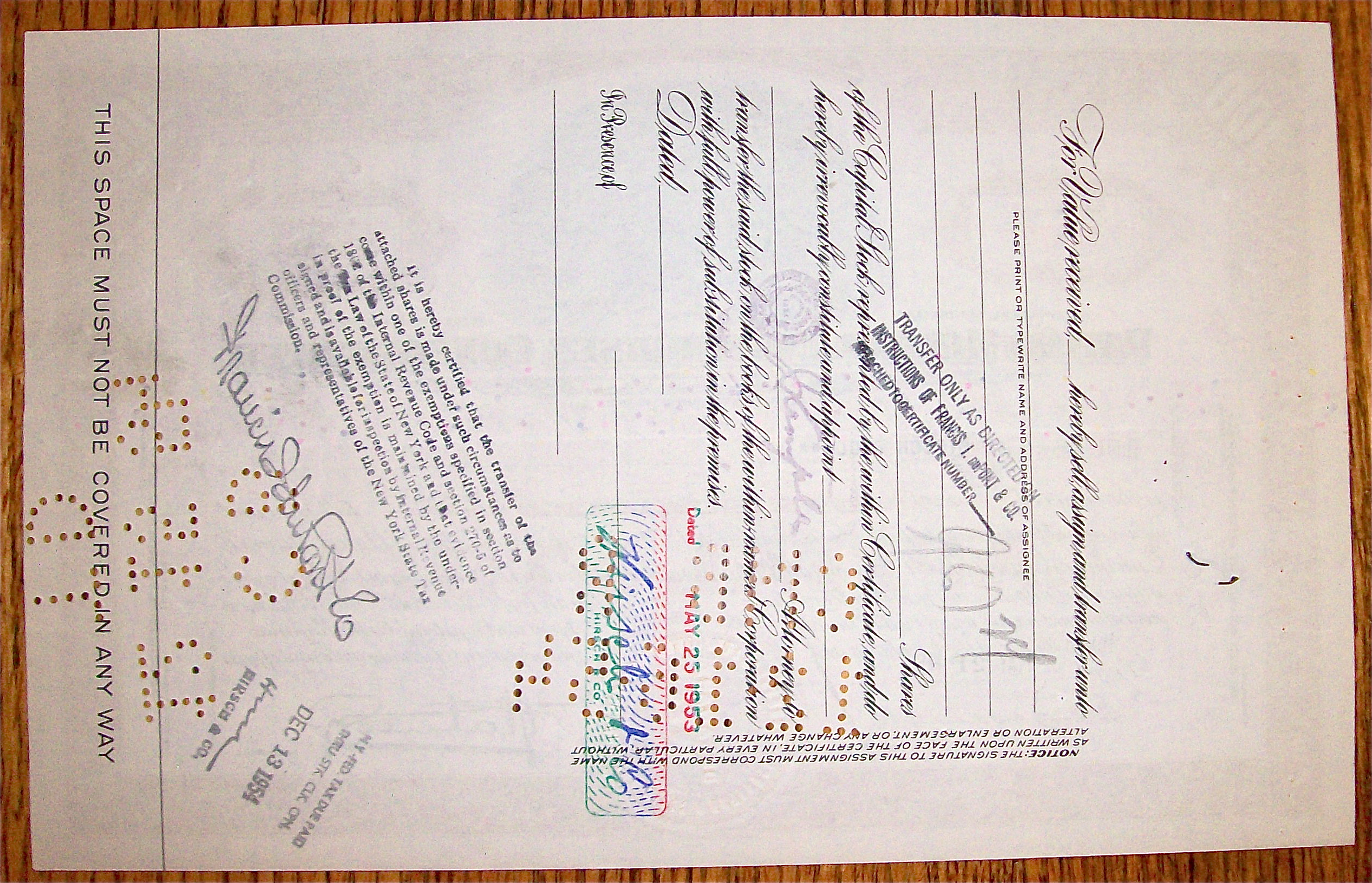 1953 Patino Mines & Enterprises Consolidated Stock