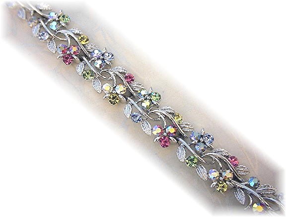 LISNER Silvertone Rhodium Crystals  Bracelet