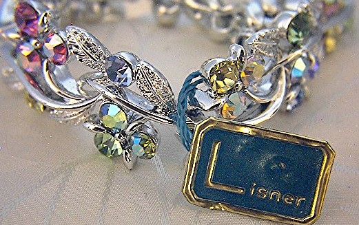 LISNER Silvertone Rhodium Crystals  Bracelet