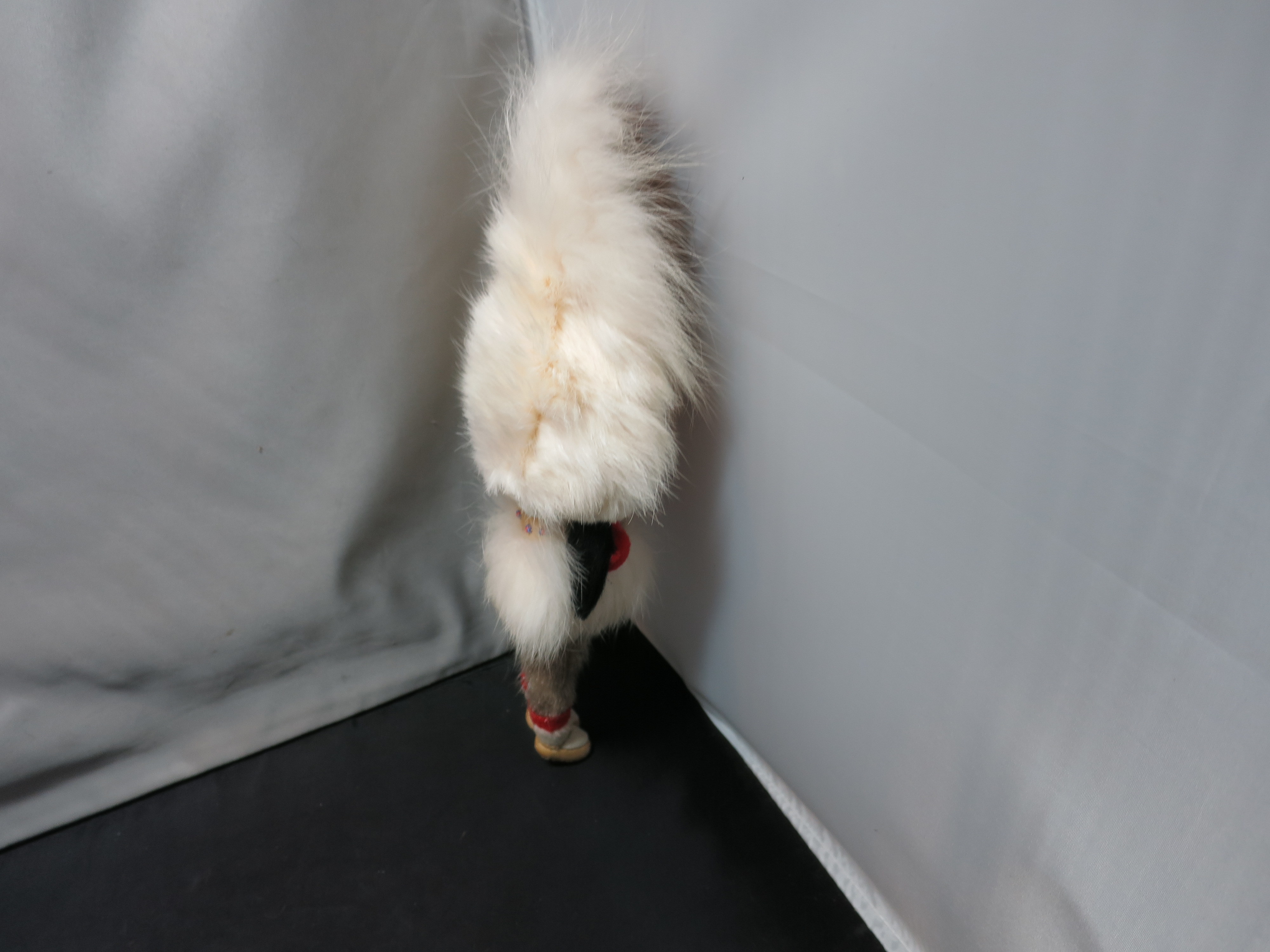Eskimo Souvenir Doll Celluloid or Ivory Face Rabbit Fur Hand Sewn