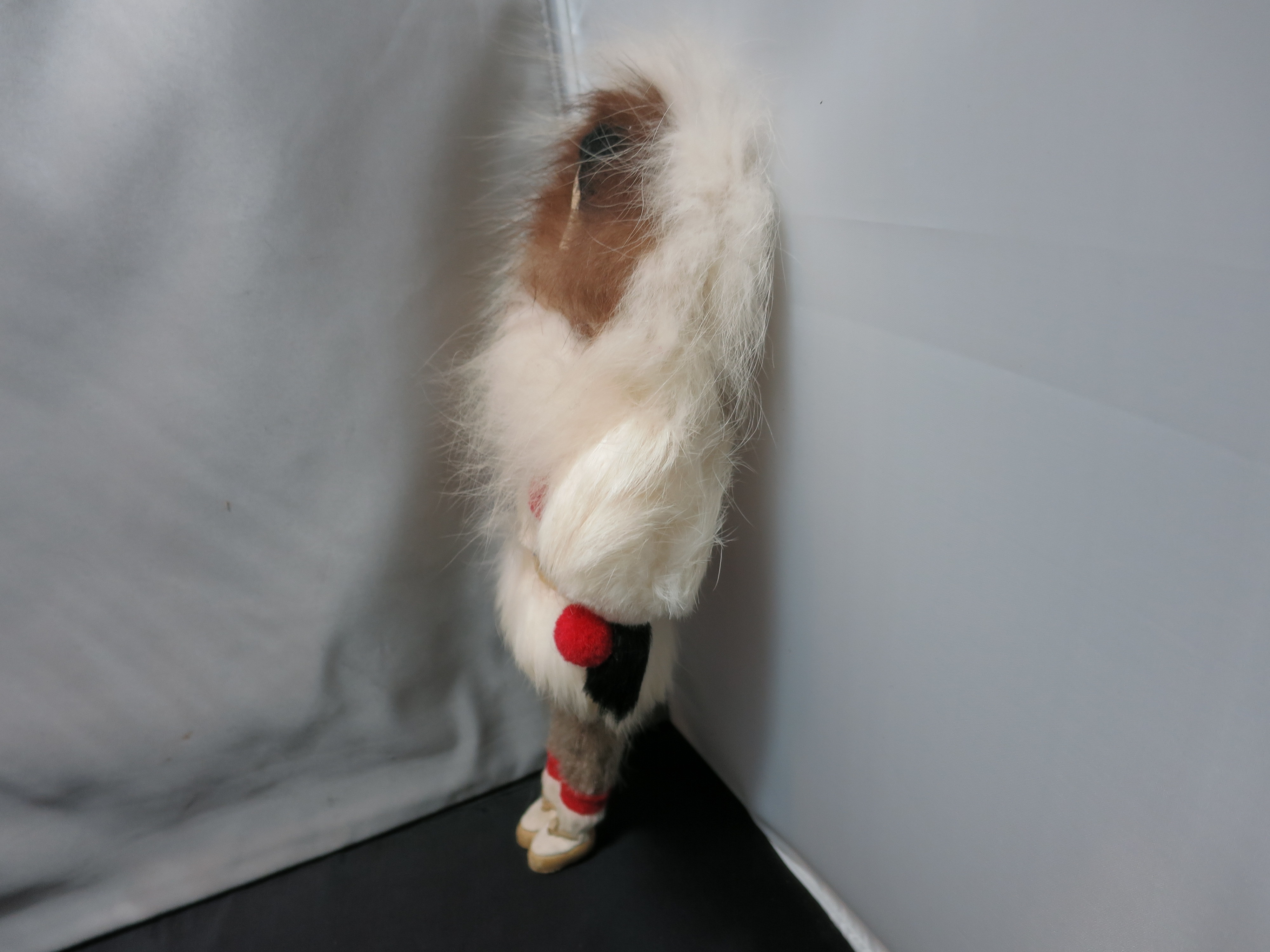 Eskimo Souvenir Doll Celluloid or Ivory Face Rabbit Fur Hand Sewn