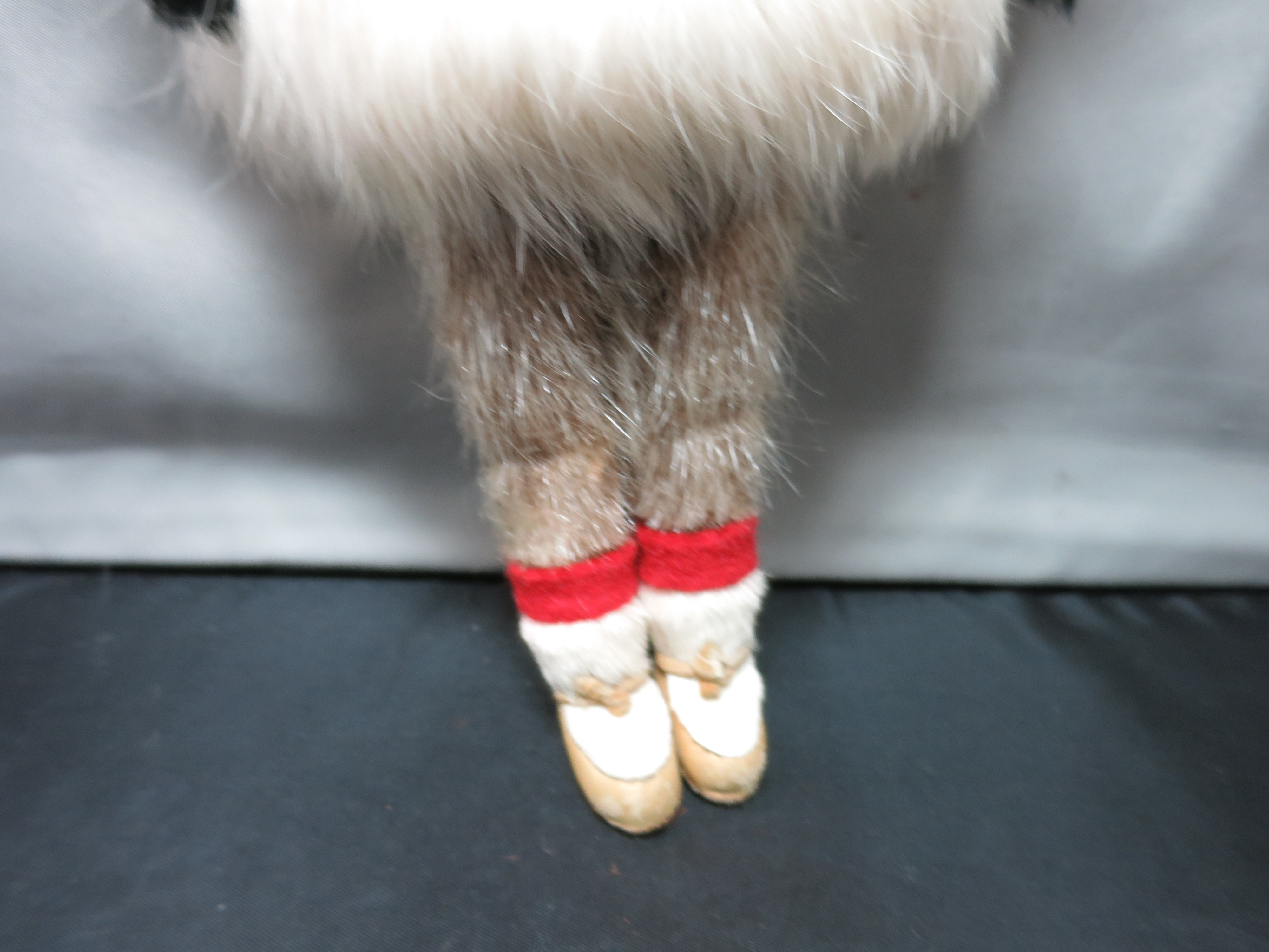 Eskimo Souvenir Doll Celluloid or Ivory Face Rabbit Fur Hand Sewn