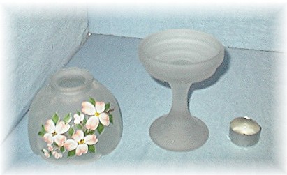 2 Piece Frosted Glass Votive Pedestal Candle