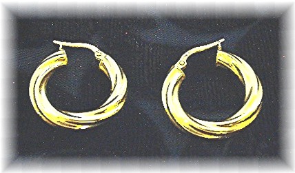 Earrings 18K Yellow  Gold Milori Italy Gold Twist Hoop