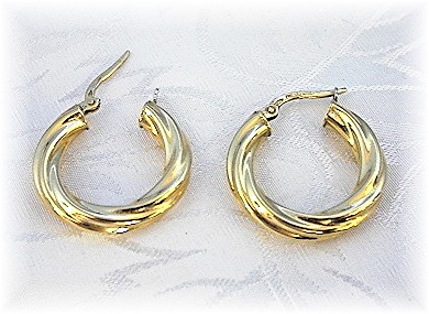 Earrings 18K Yellow Gold Milori Italy Gold Twist Hoop