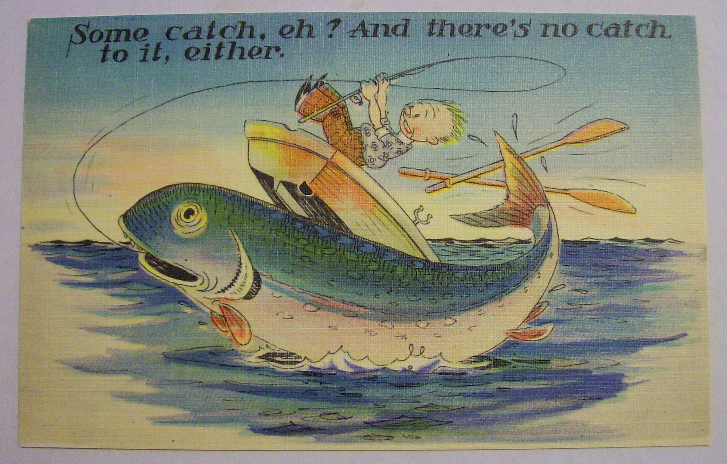 Man Catching A Fish Postcard