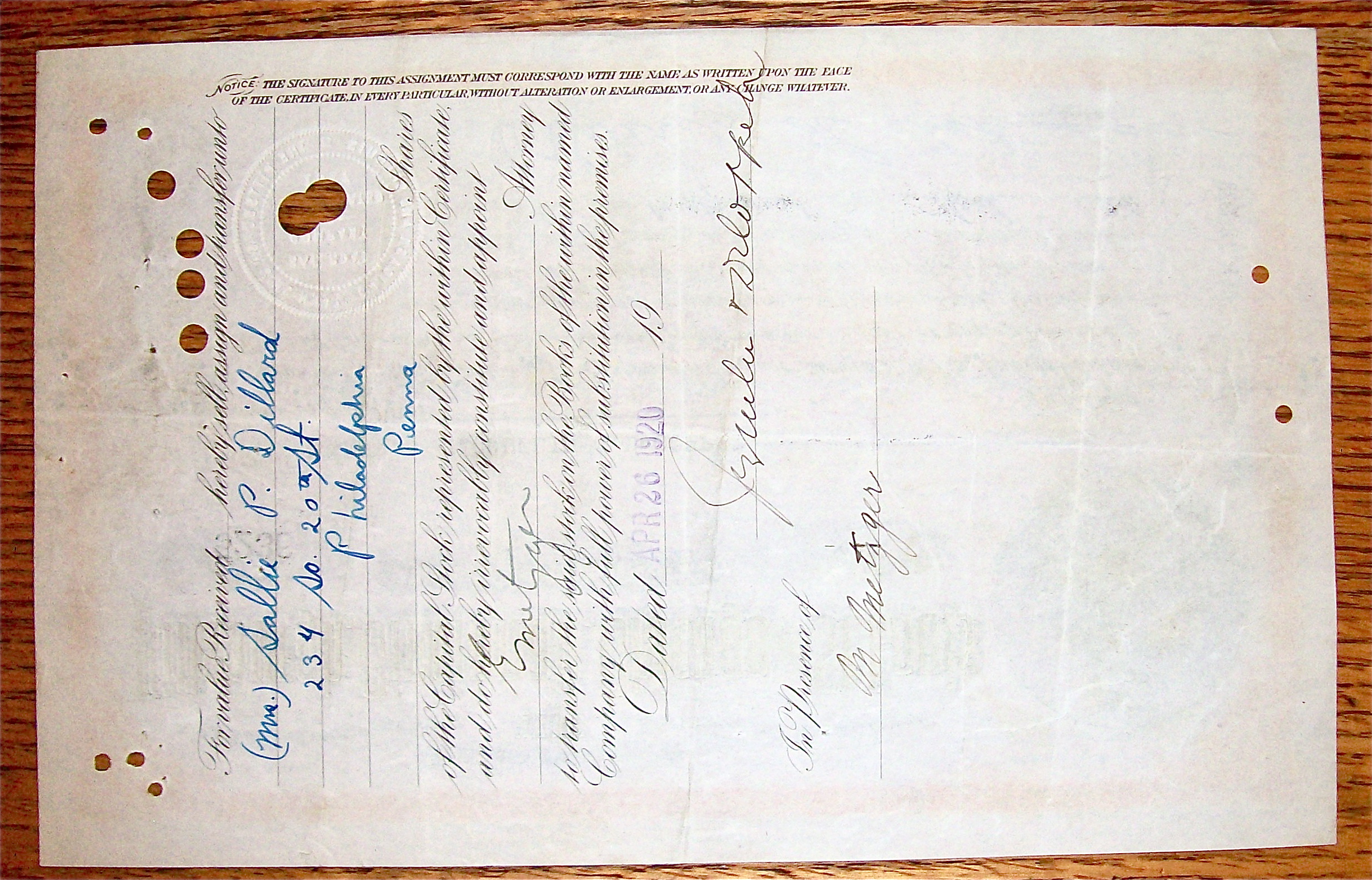 1920 Pittsburgh, Cincinnati, Chicago & St. Louis Stock
