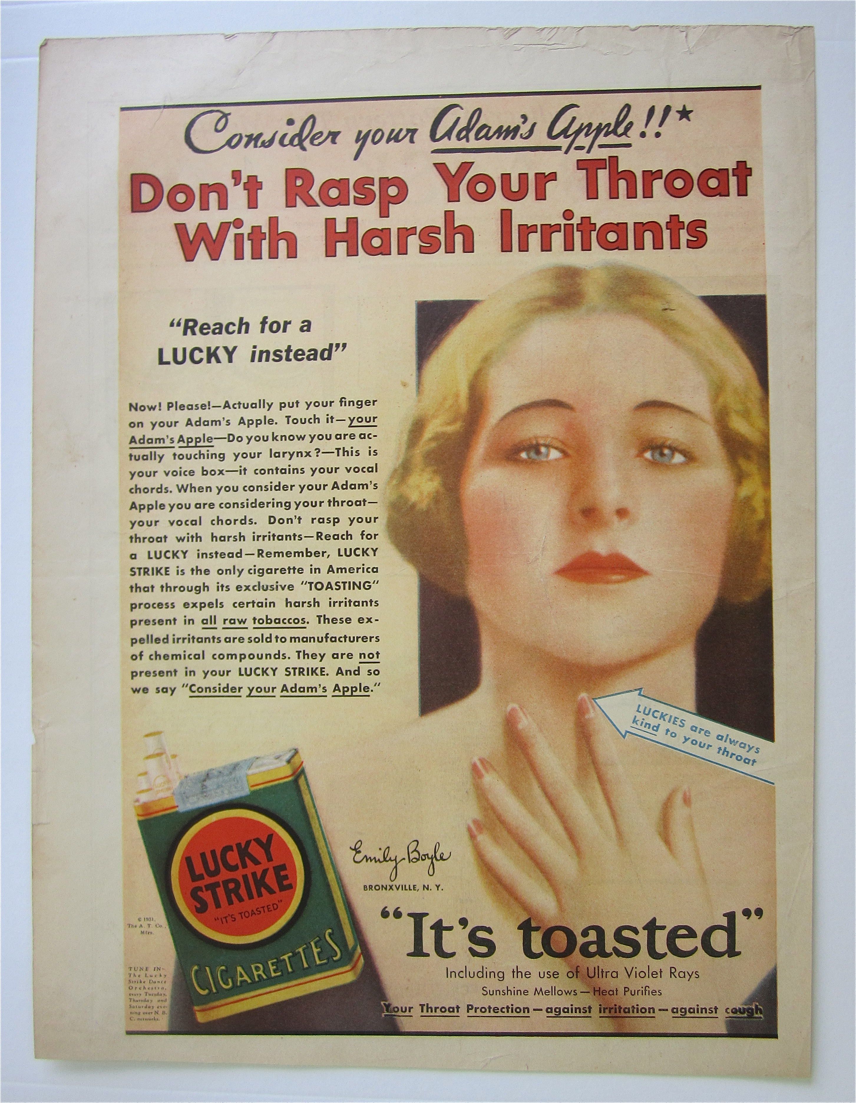1931 Lucky Strike Cigarettes with Your Adam's Apple