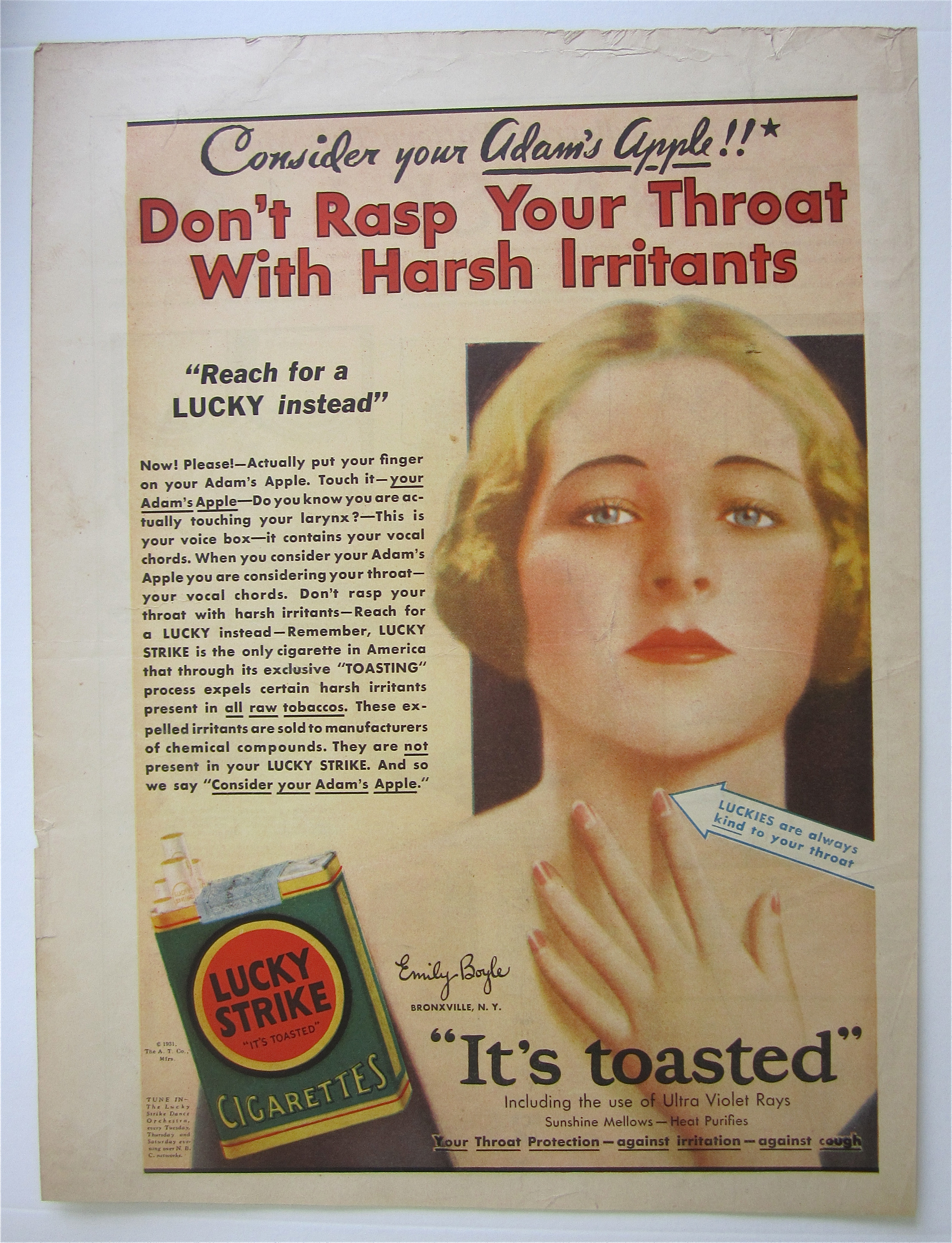 1931 Lucky Strike Cigarettes with Your Adam's Apple