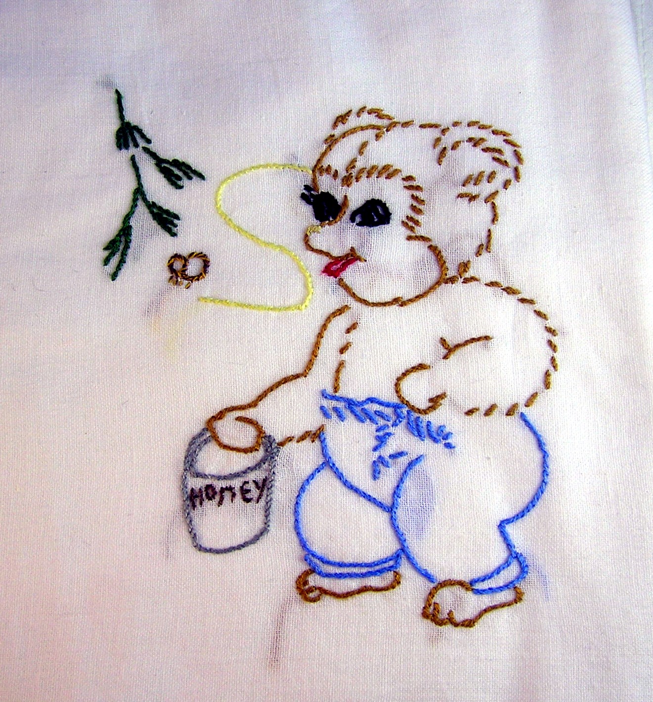5 Hand Embroidered Flour Sack Kitchen Towels