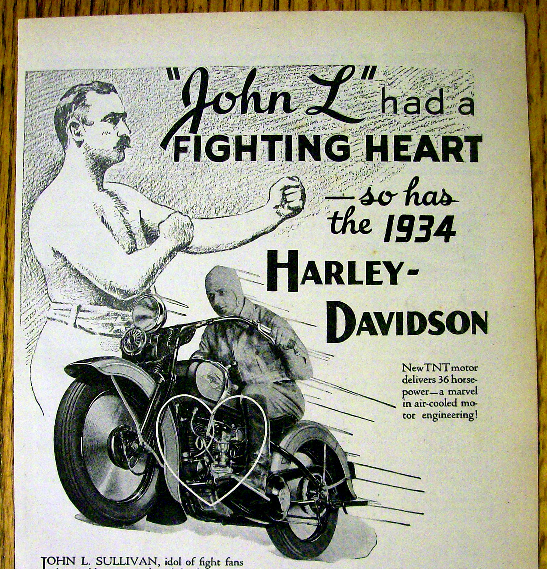 1933 Harley-Davidson Motorcycle with John L. Sullivan