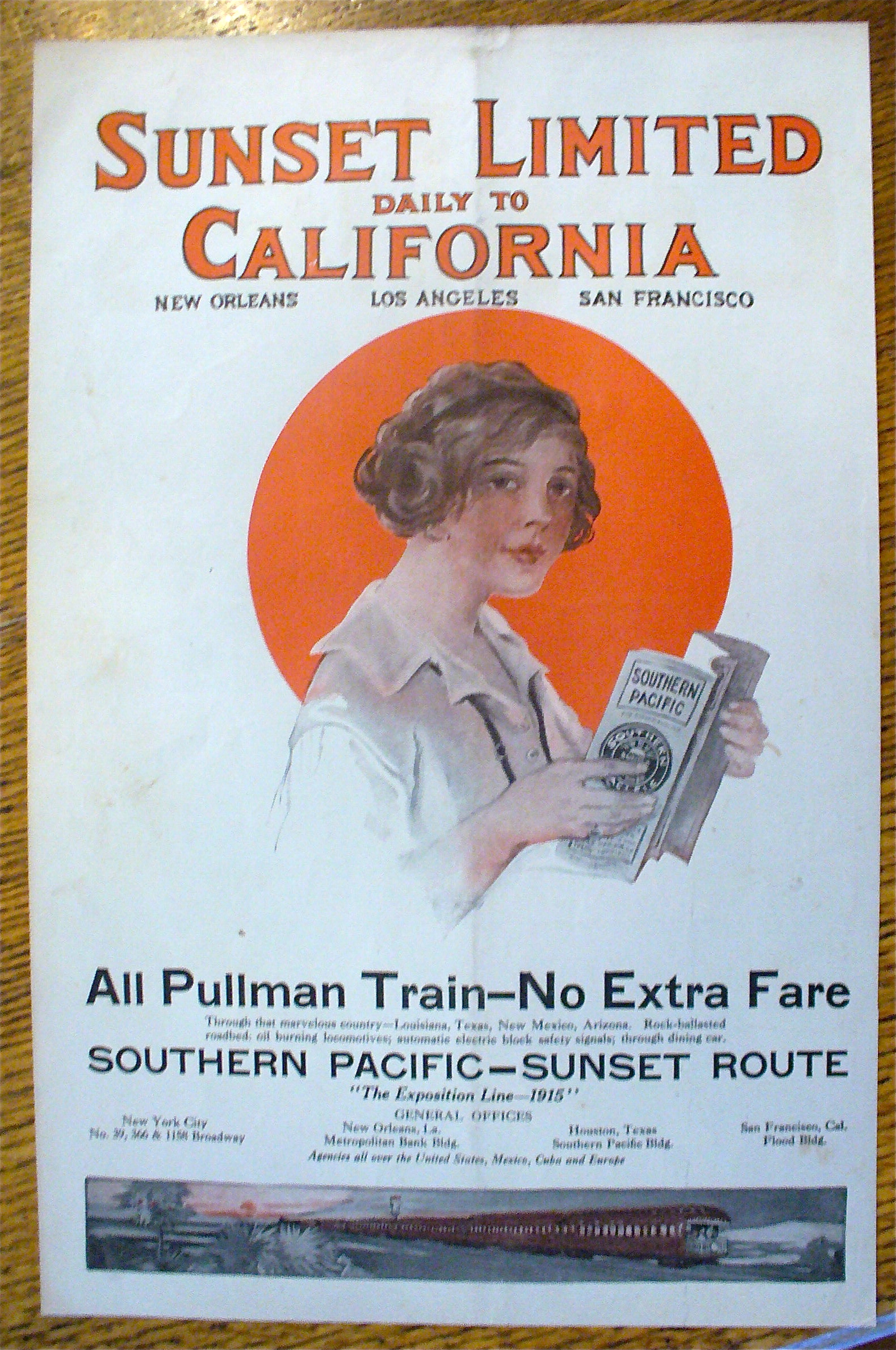 1913 Southern Pacific-Sunset Route w/ Lovely Woman
