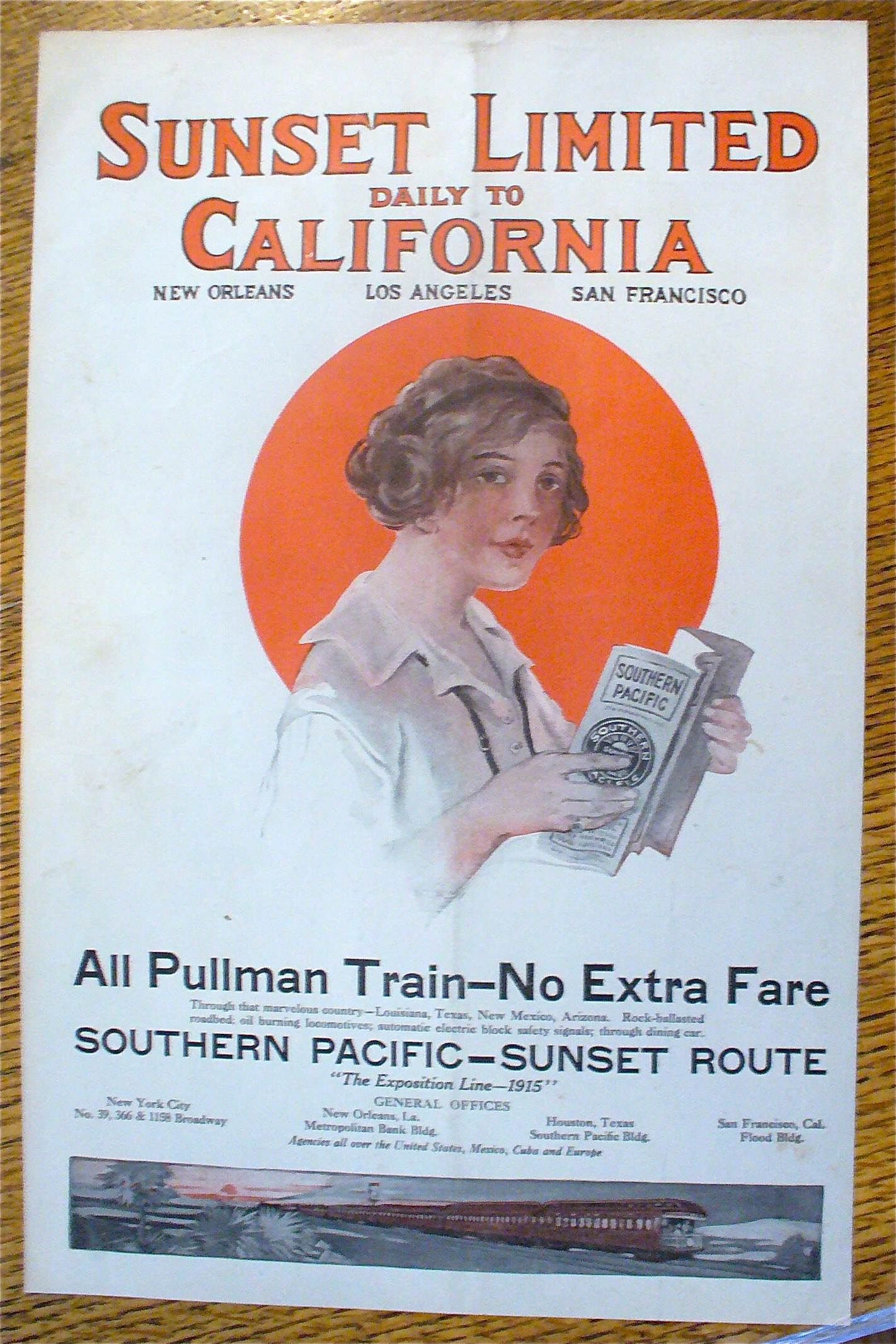 1913 Southern Pacific-Sunset Route w/ Lovely Woman