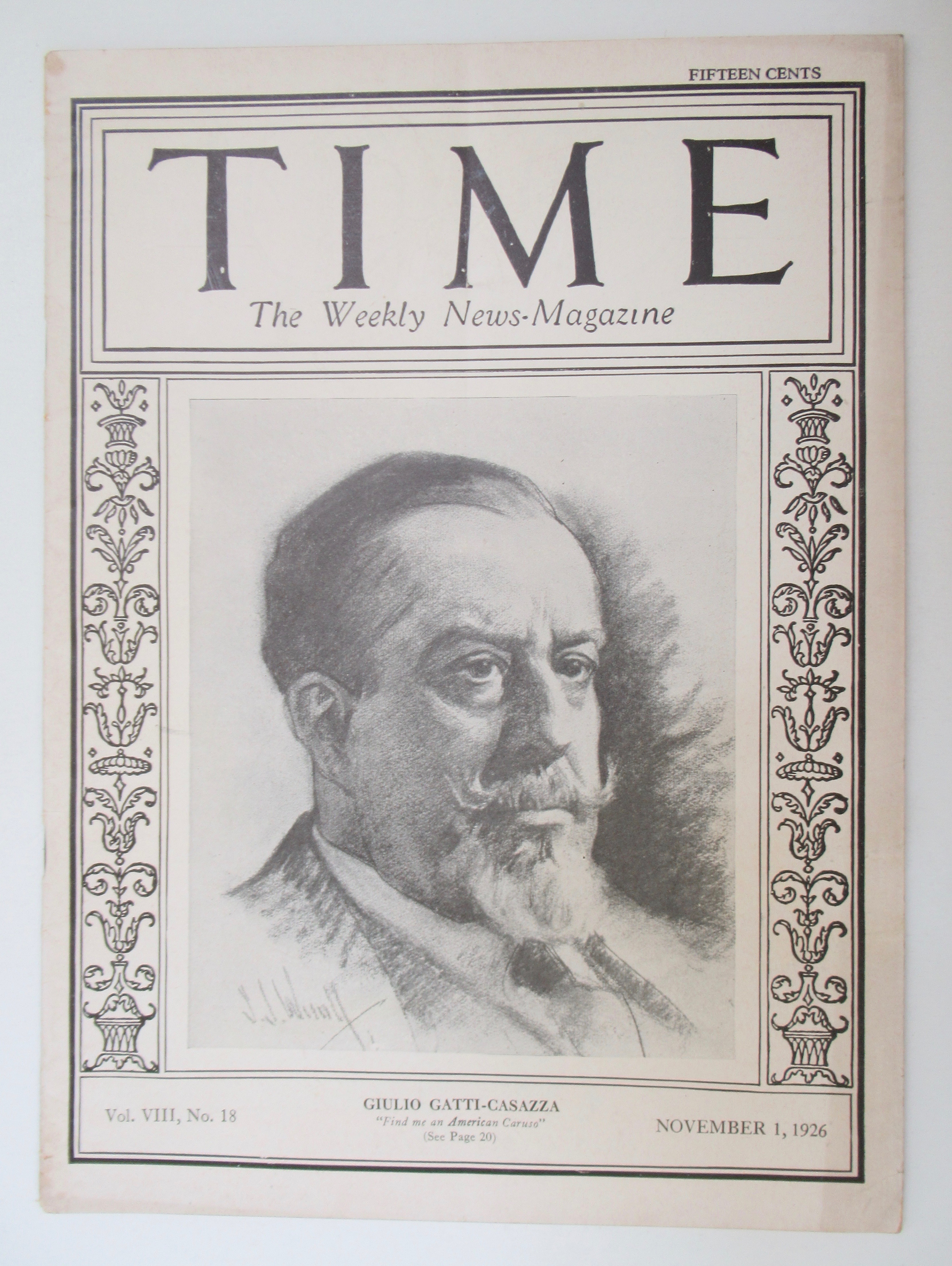 Time Magazine November 1, 1926 Giulio Gatti Casazza