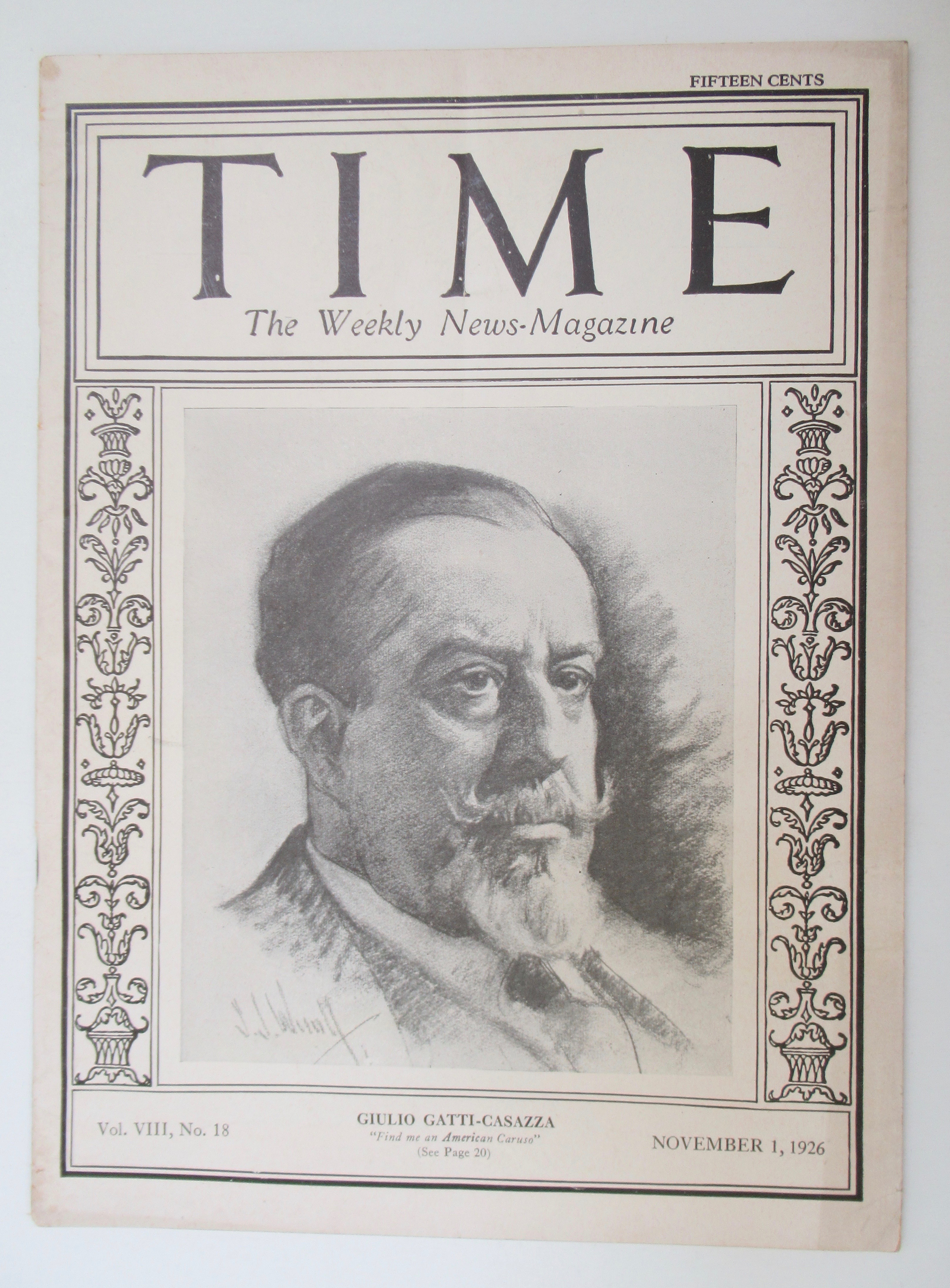 Time Magazine November 1, 1926 Giulio Gatti Casazza