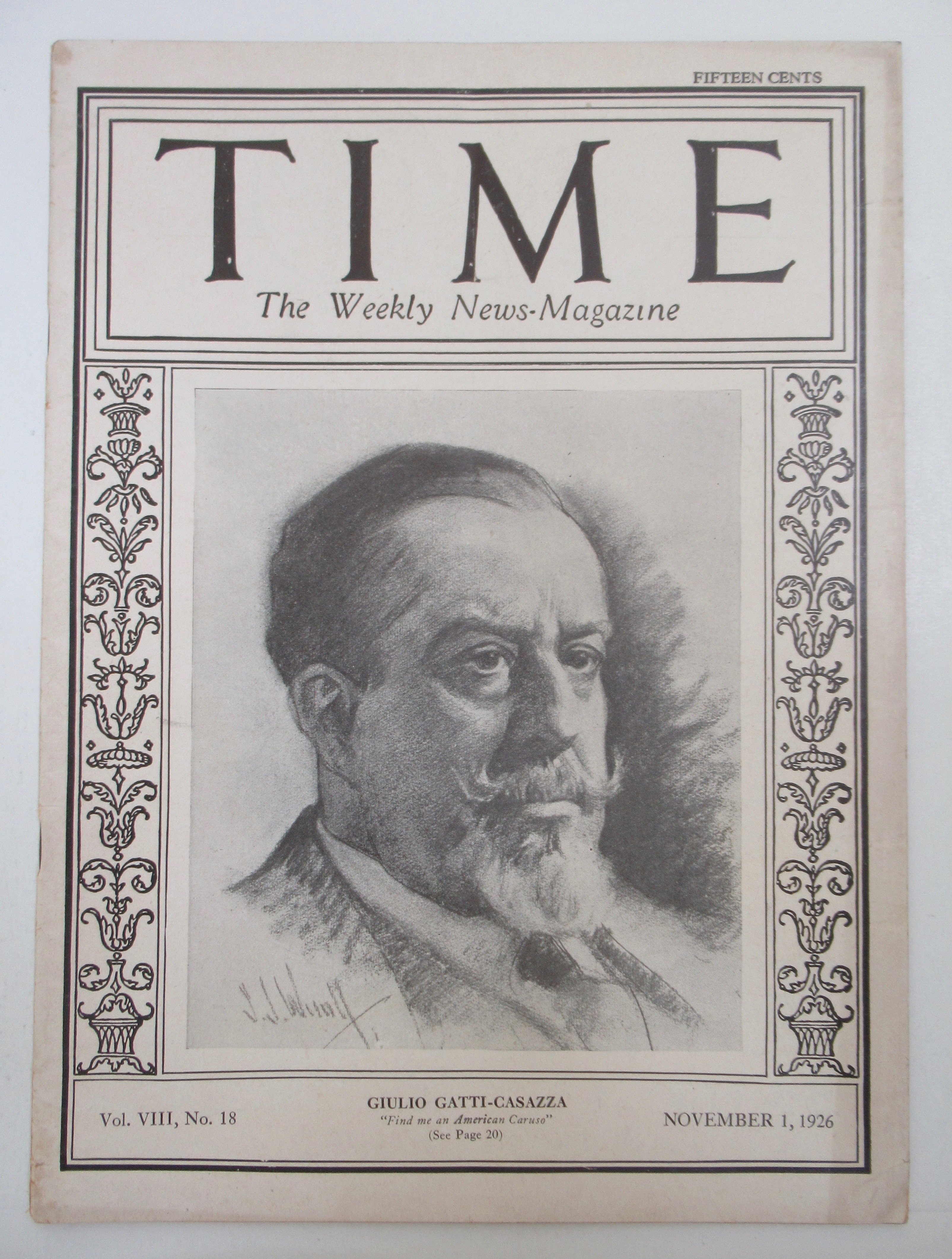 Time Magazine November 1, 1926 Giulio Gatti Casazza
