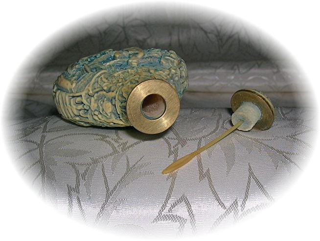 Cinnabar Chinese Snuff Bottle Cream Blue