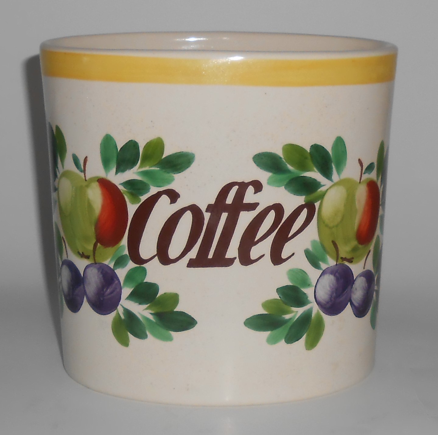 Bauer Pottery Fruit Decorated Coffee Canister