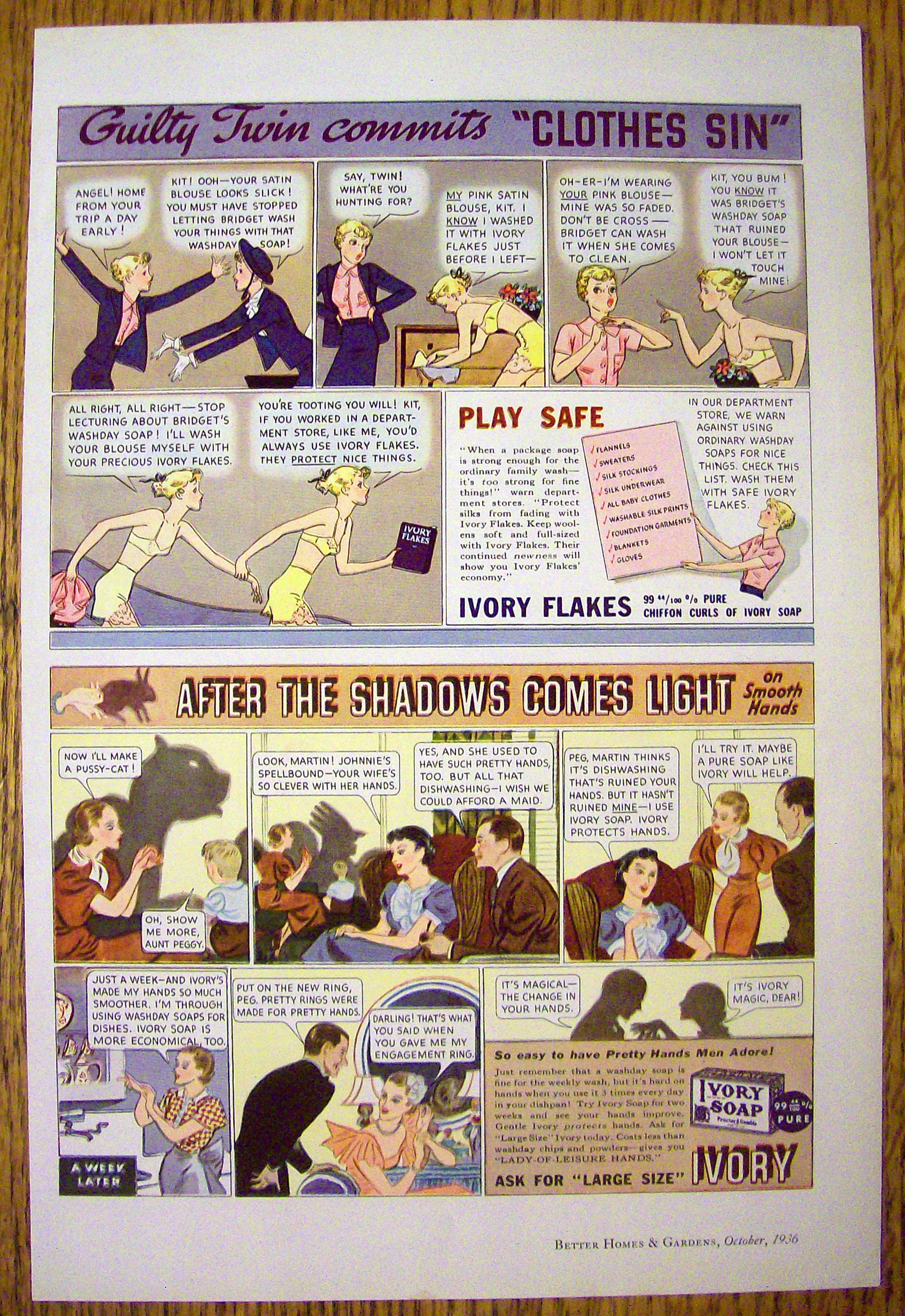 1936 Ivory Flakes & Soap with Two Cartoons