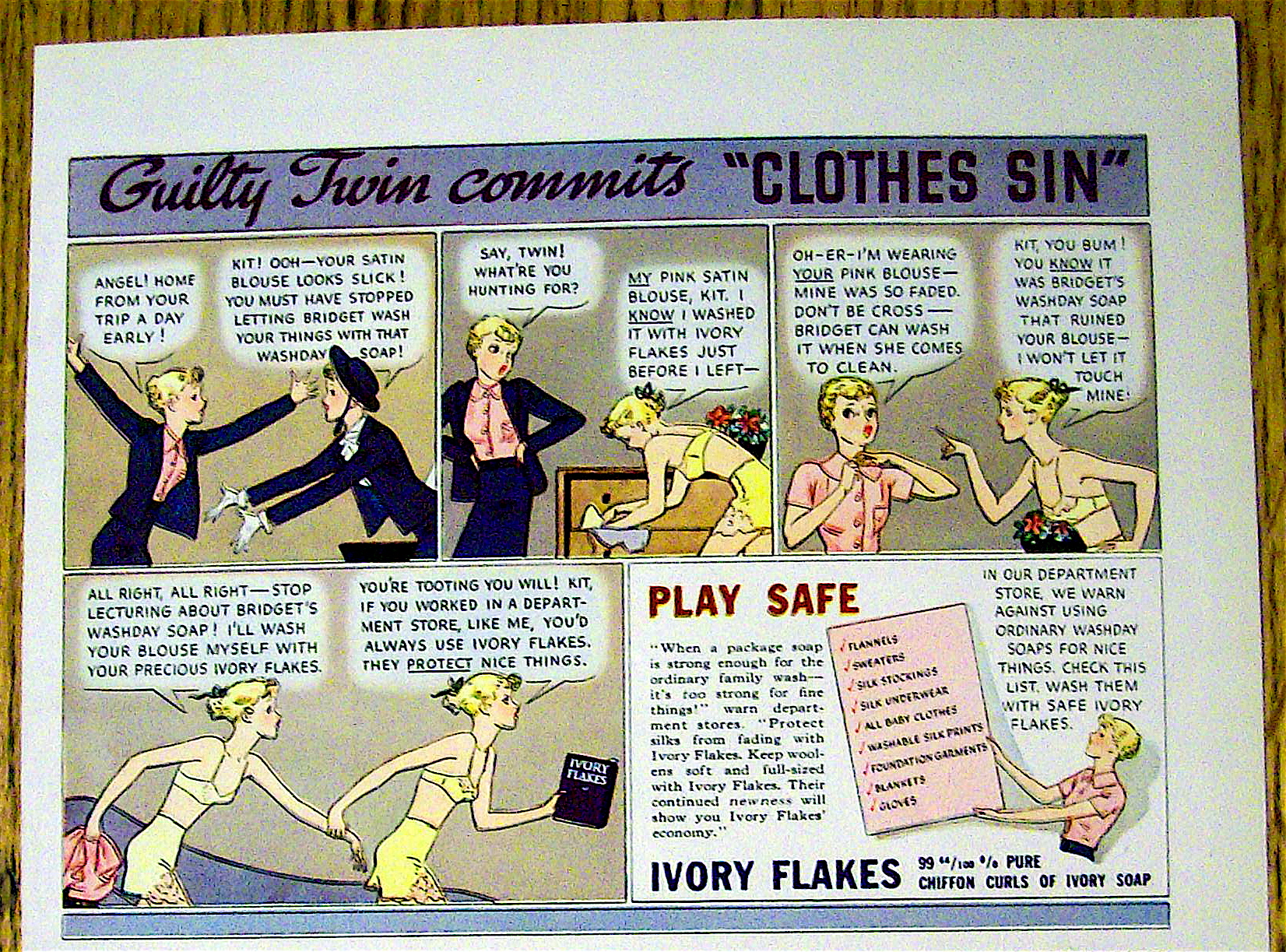 1936 Ivory Flakes & Soap with Two Cartoons