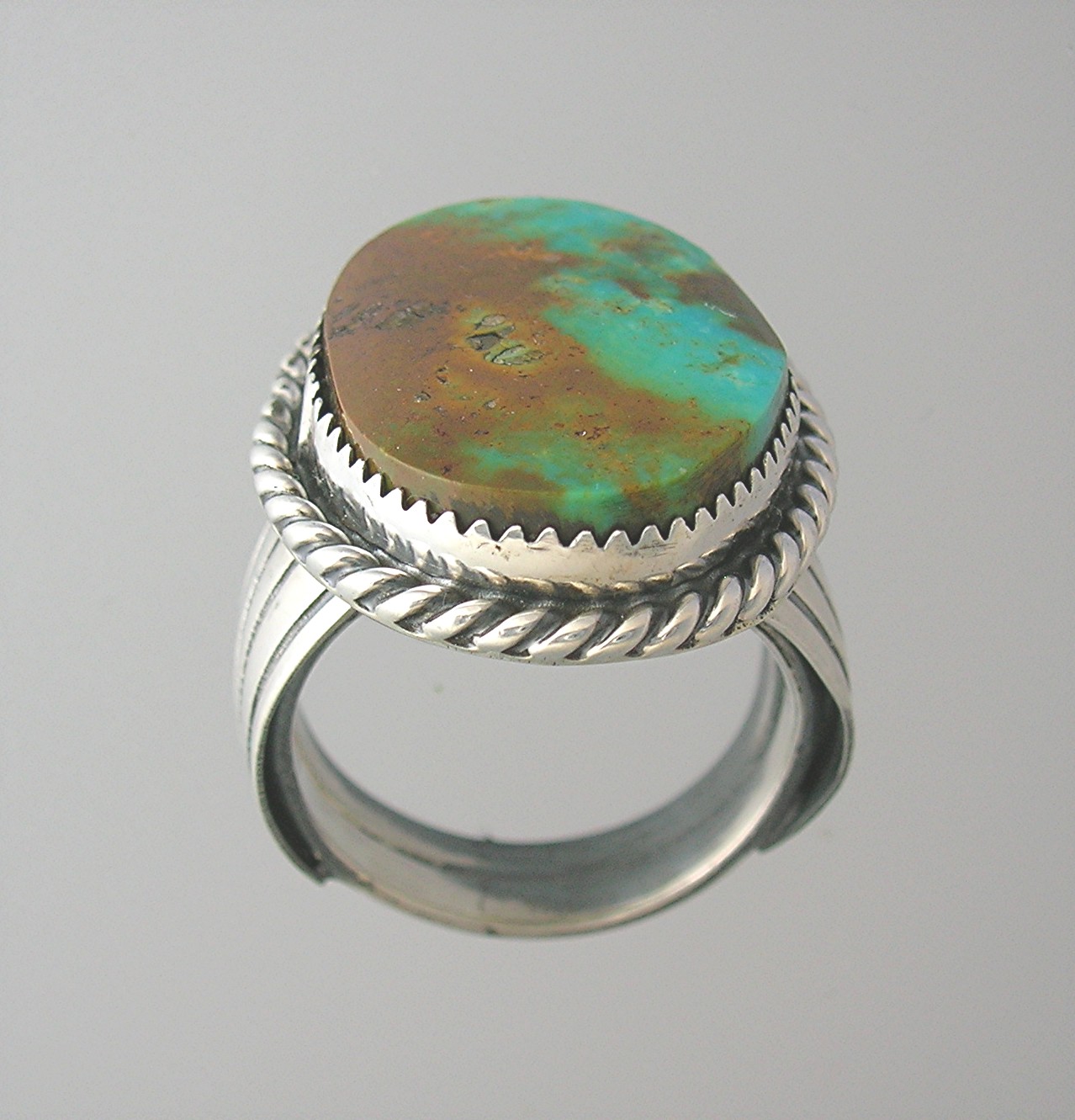 Navajo Turquoise Sterling Silver Ring Signed Tommy Ross