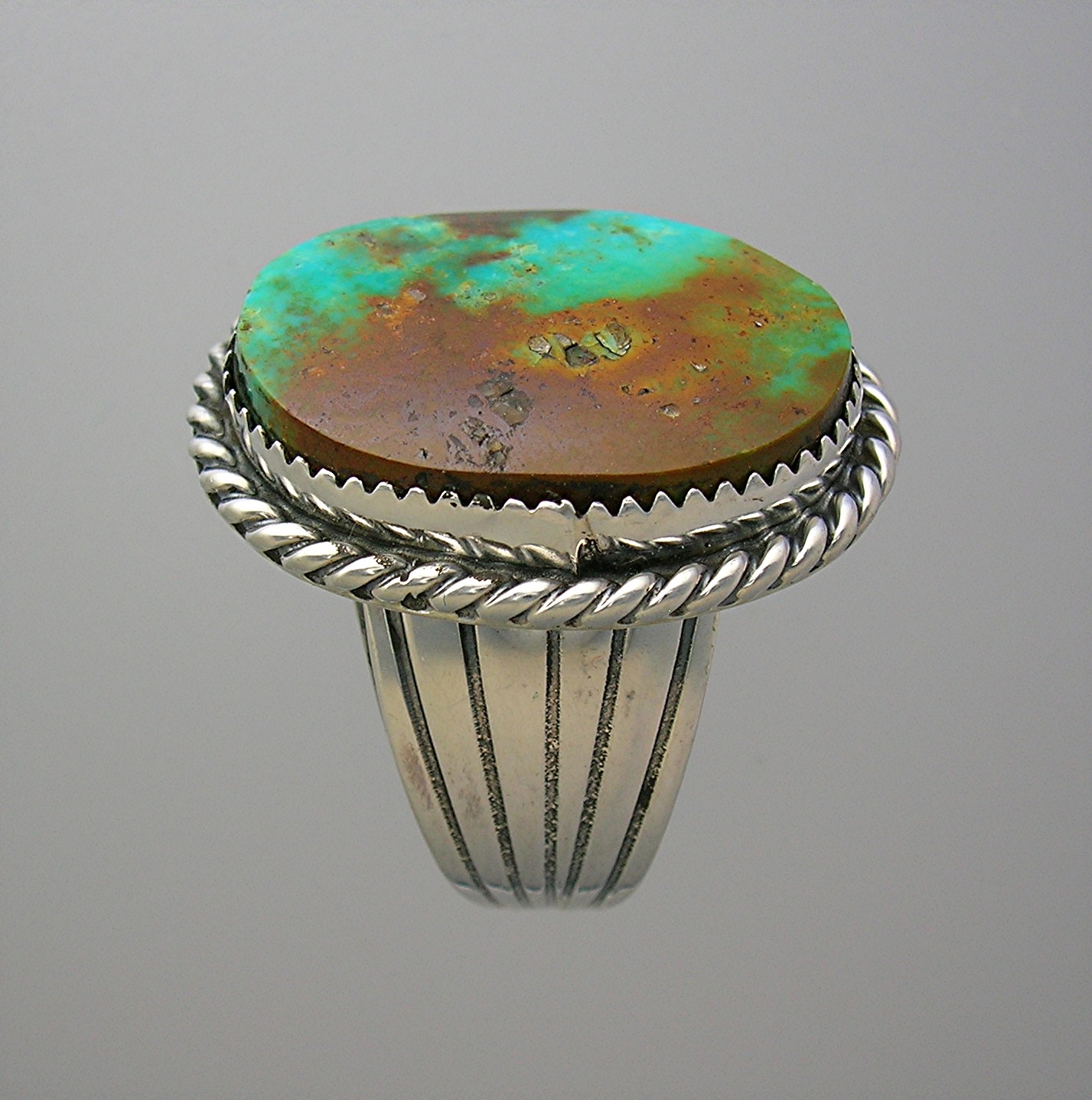Navajo Turquoise Sterling Silver Ring Signed Tommy Ross