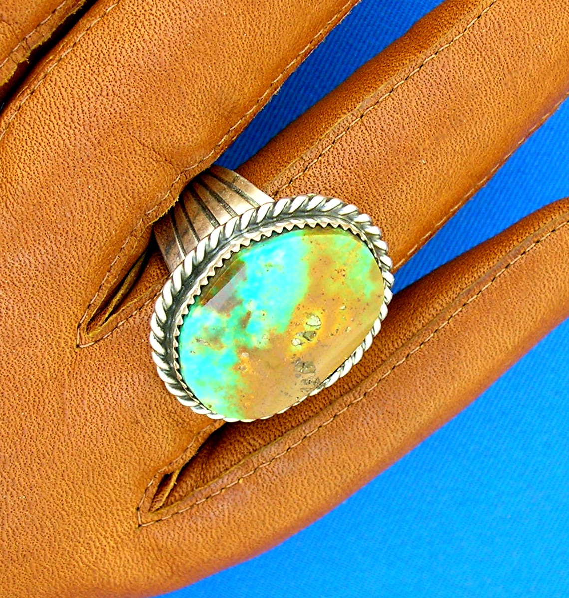 Navajo Turquoise Sterling Silver Ring Signed Tommy Ross