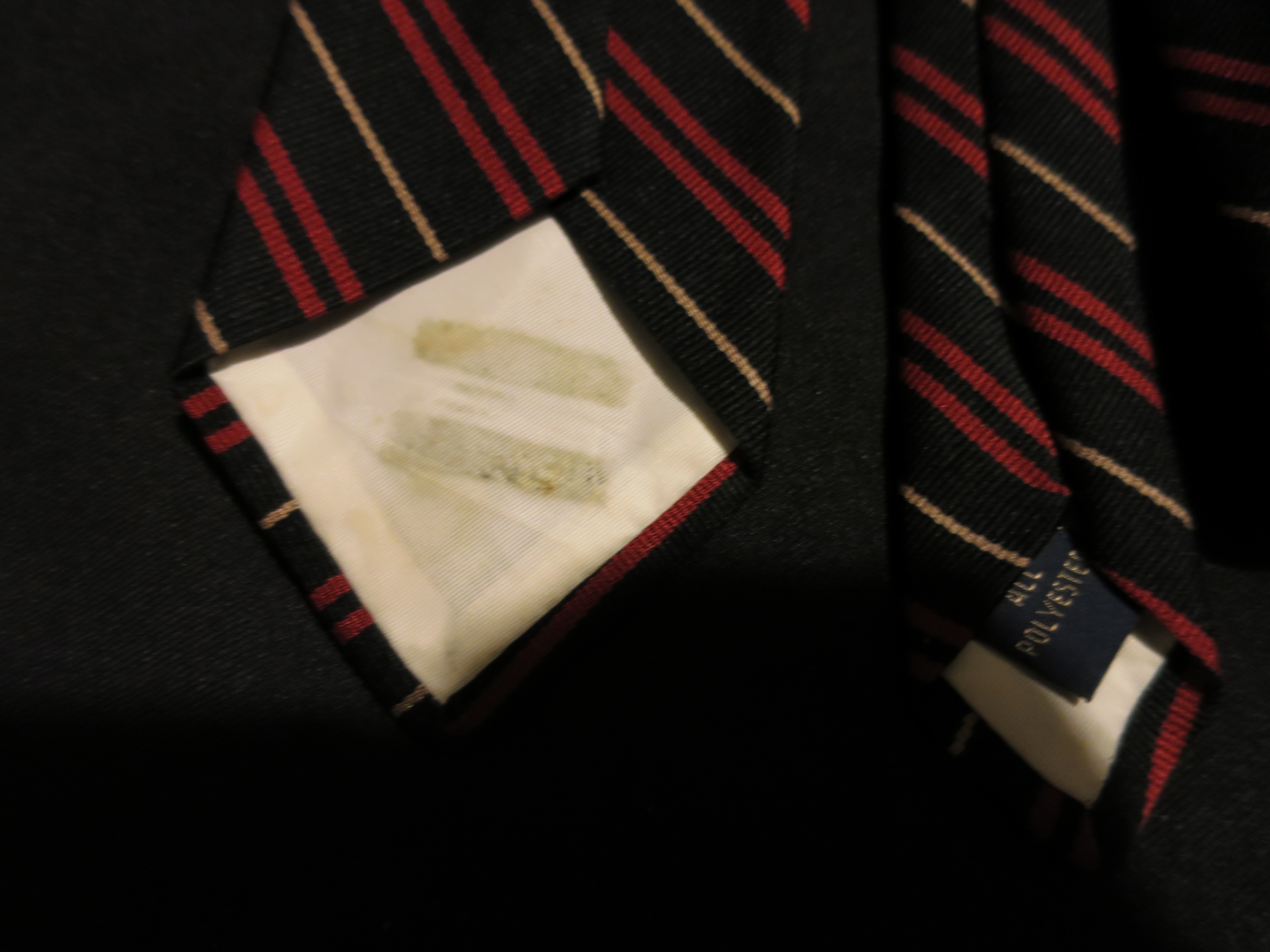 Rooster Ruffler Neck Tie Striped Black Red Tan