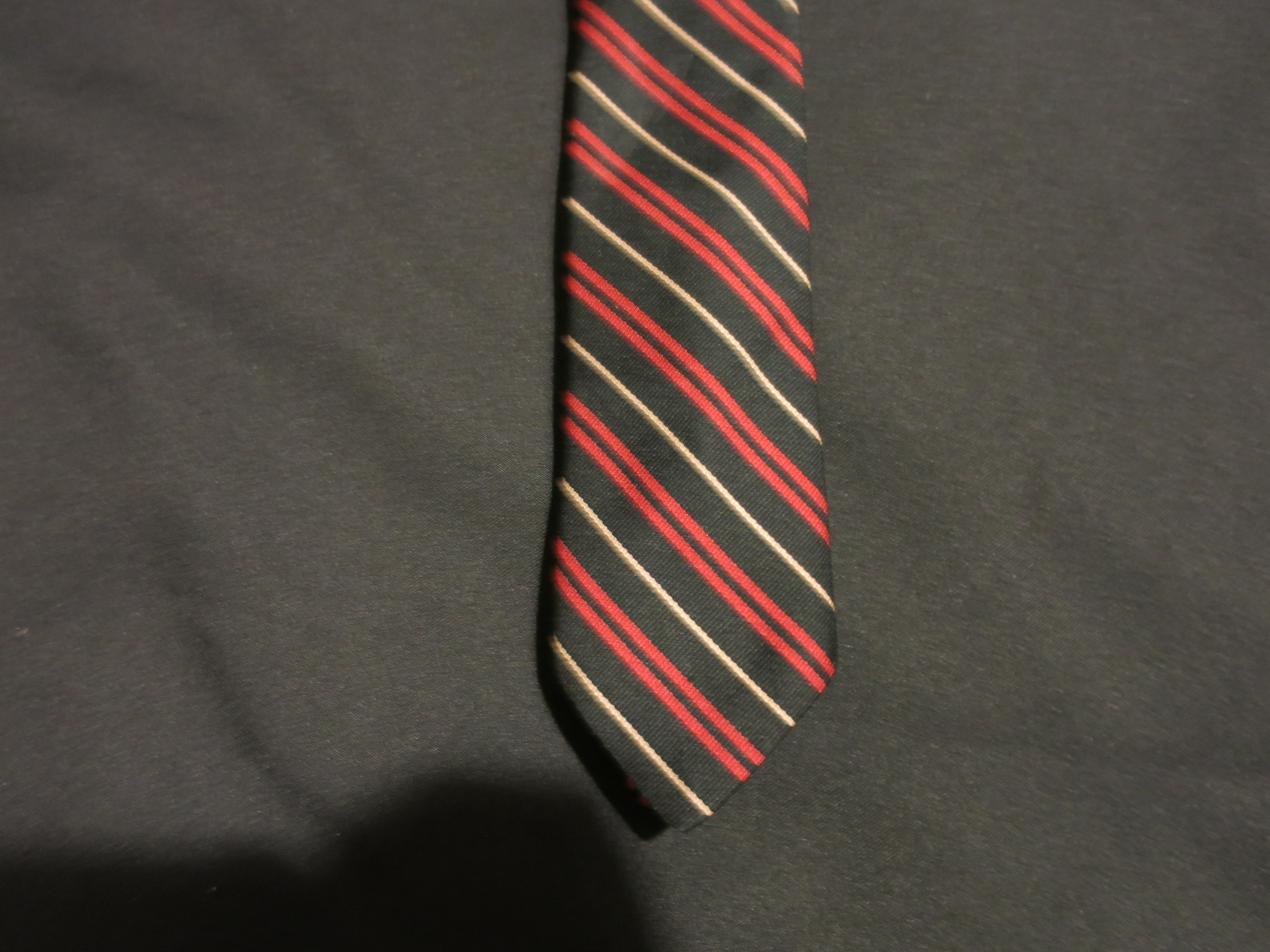 Rooster Ruffler Neck Tie Striped Black Red Tan