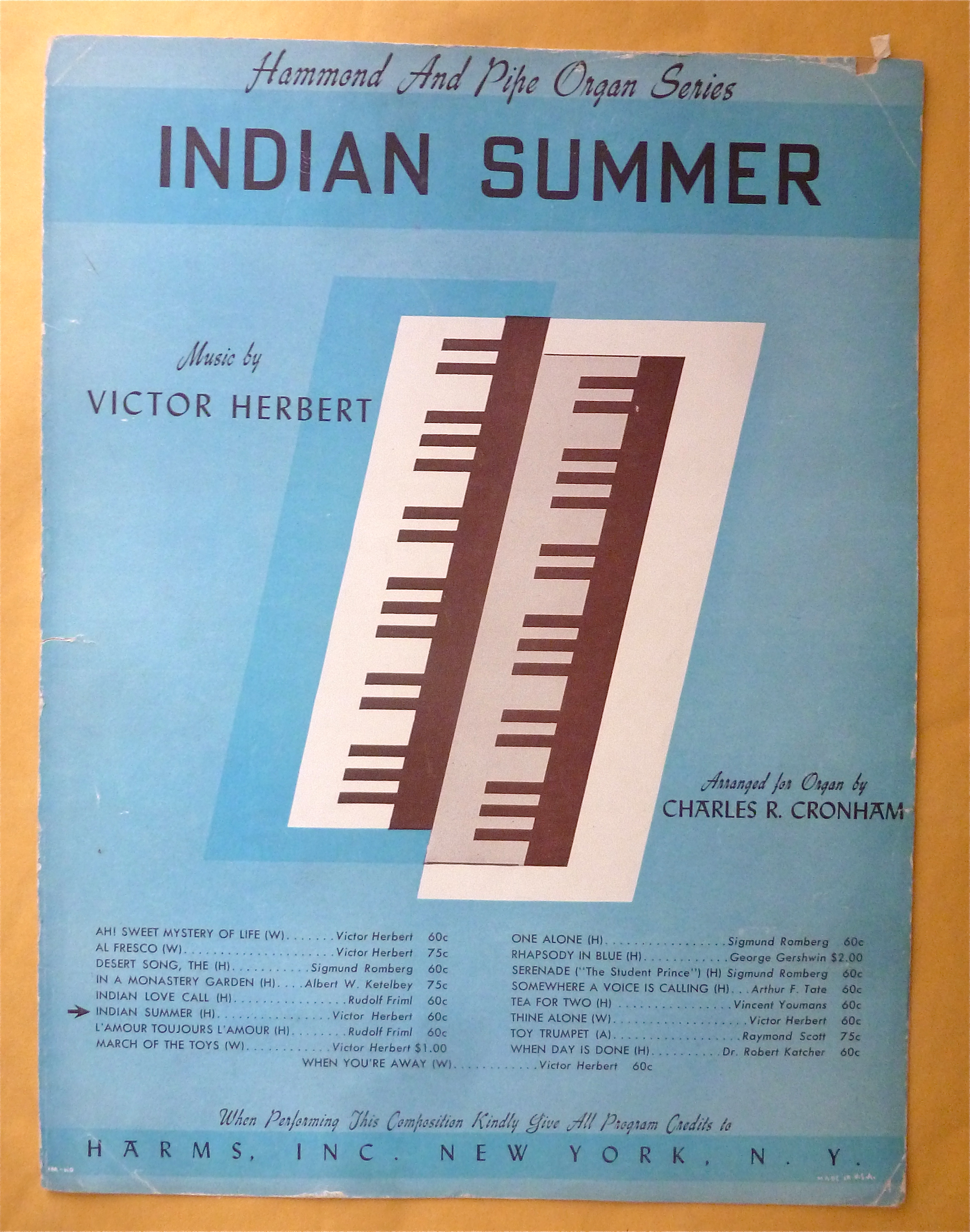 Sheet Music For 1945 Indian Summer
