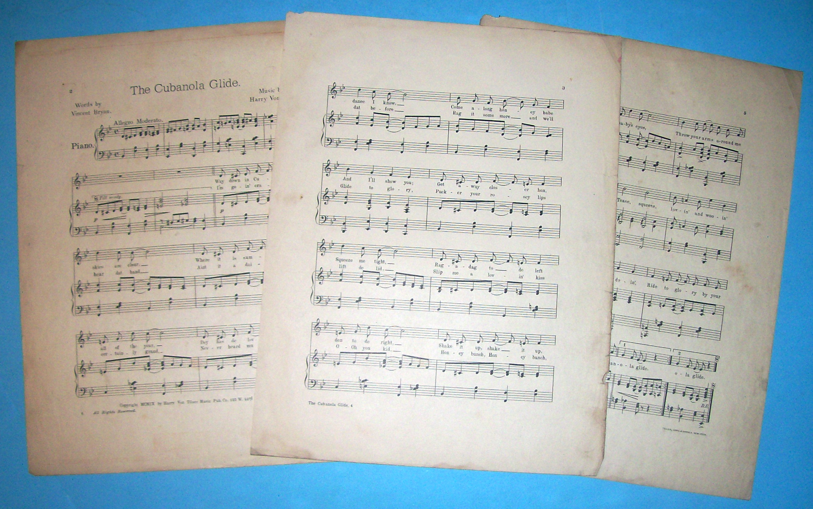 Sheet Music For 1909 The Cubanola Glide