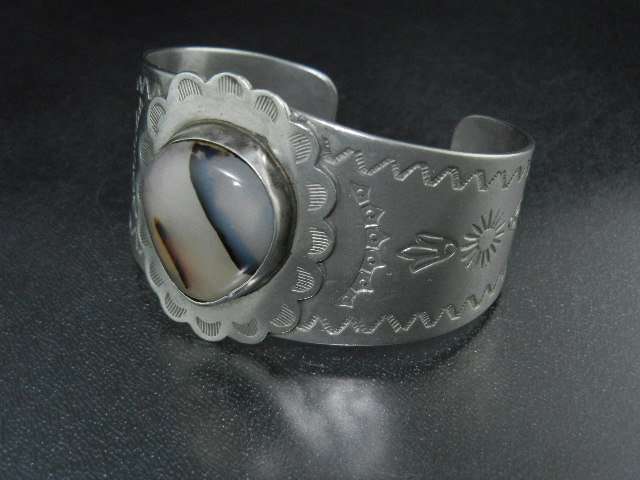 Silver Thunderbird Jewelry Agate Cuff Bracelet