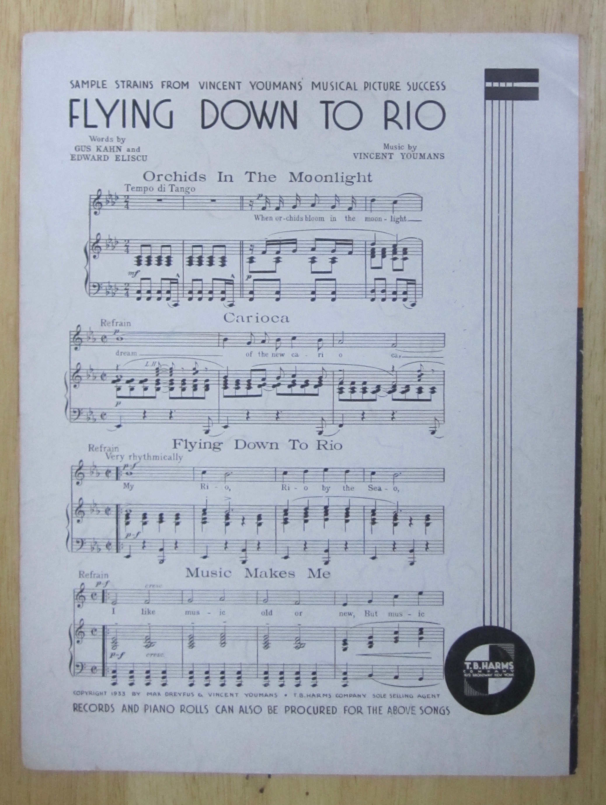 Sheet Music For 1933 Orchids In The Moonlight