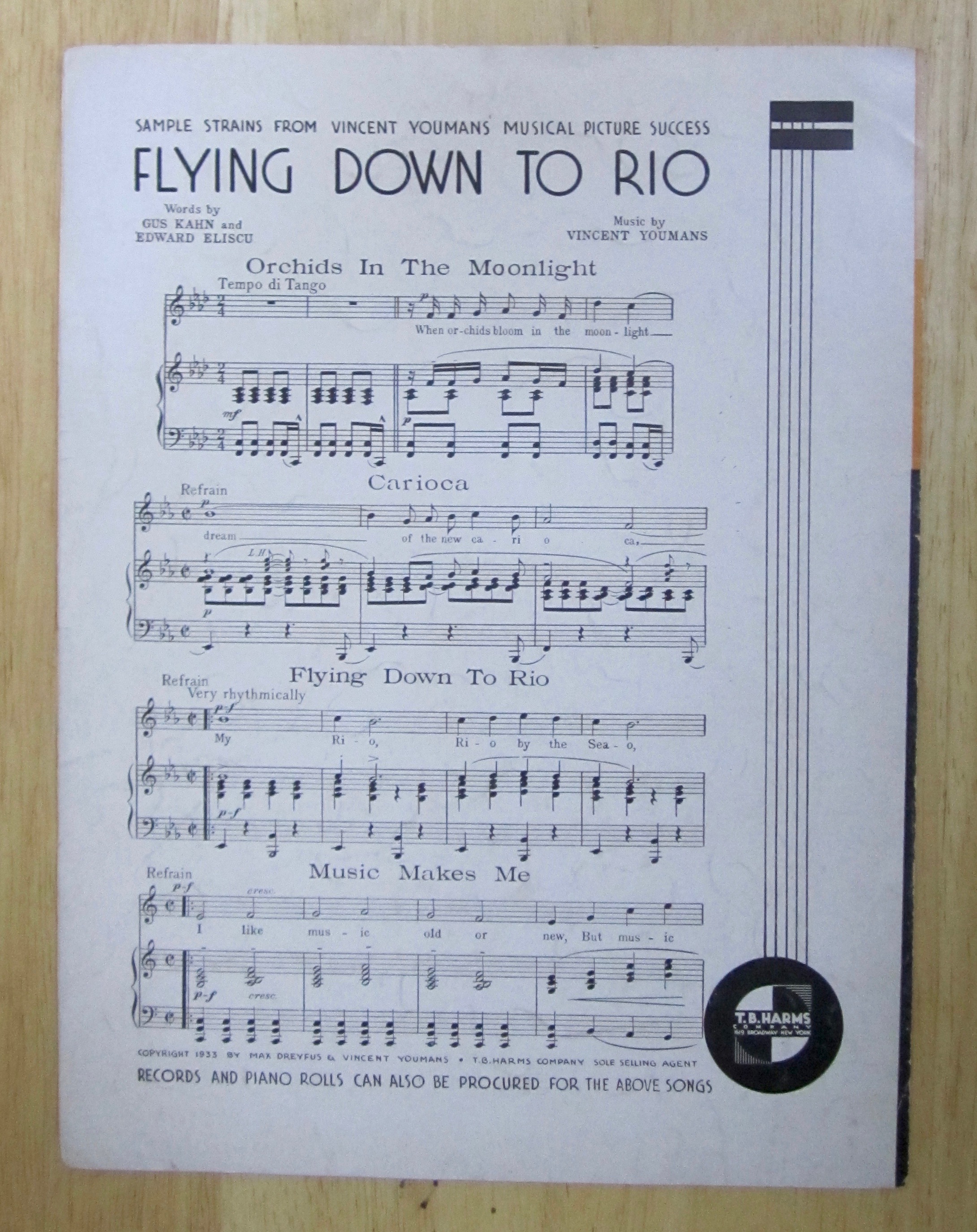 Sheet Music For 1933 Orchids In The Moonlight