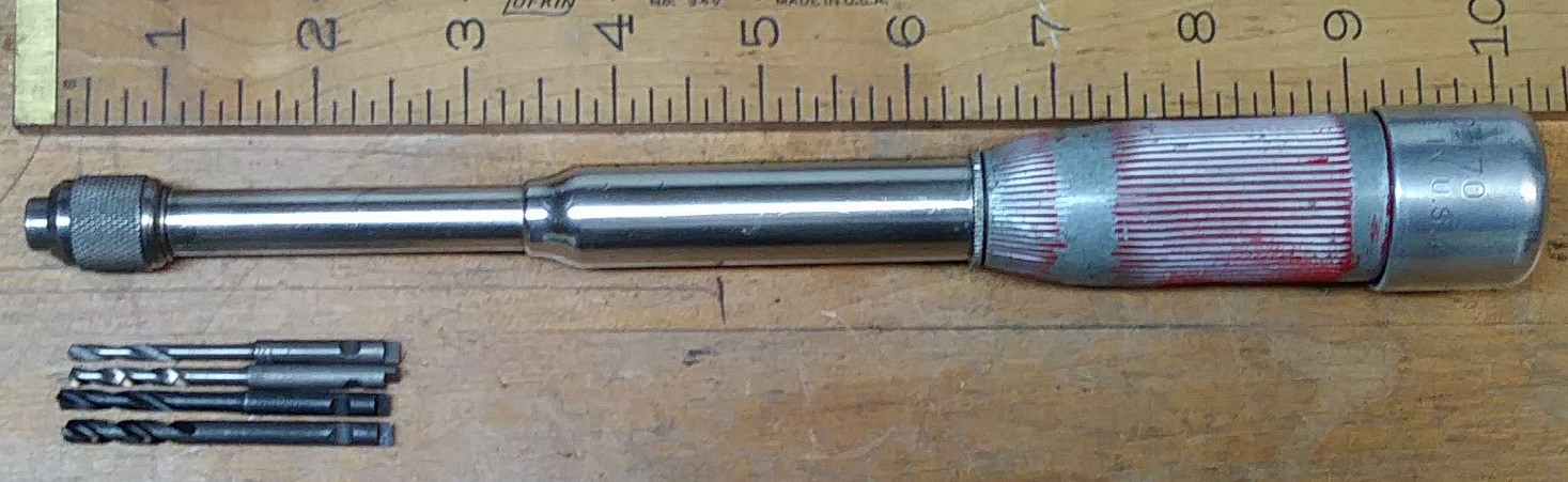 Millers Falls No. 170 Yankee Spiral Push Drill w/4 bits