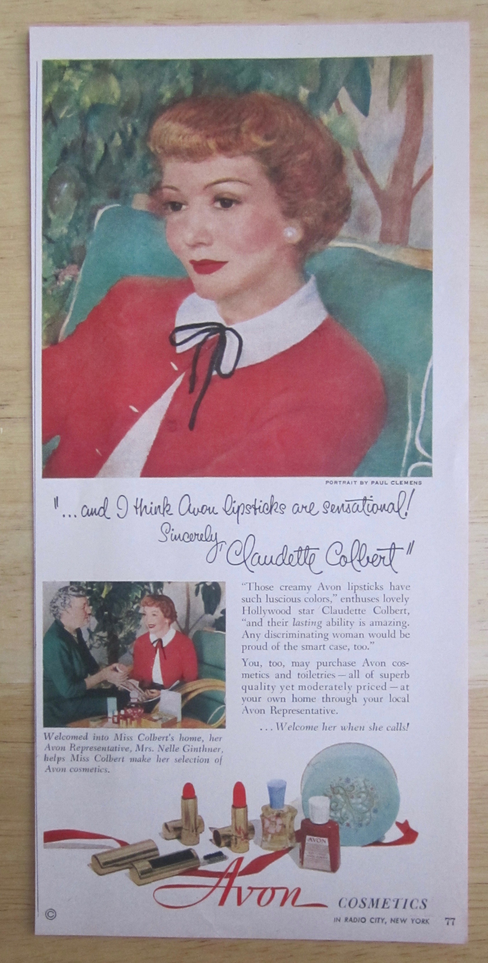 1951 Avon Cosmetics with Claudette Colbert